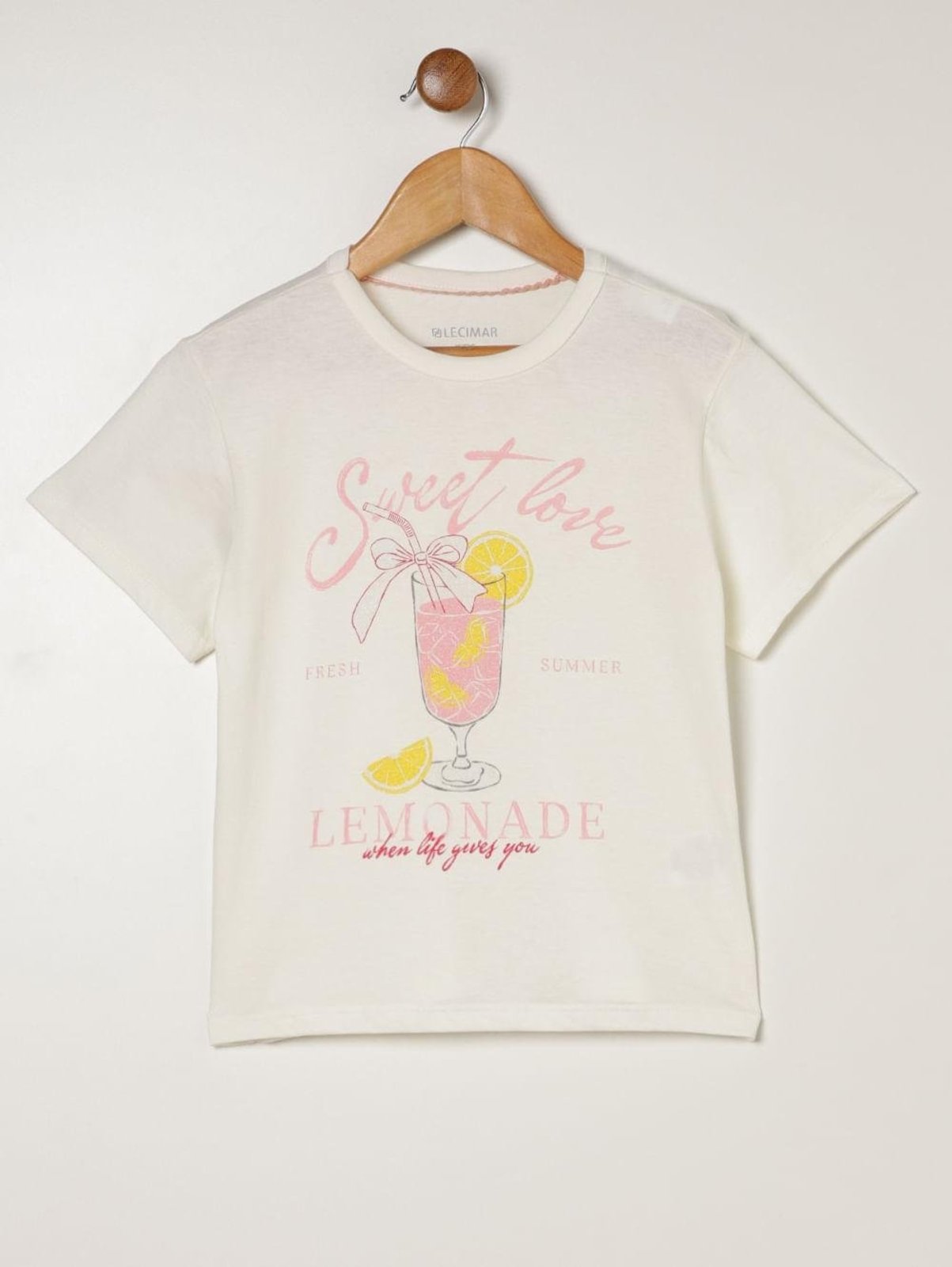 Infantil - Blusa Manga Curta Para Menina - OFF WHITE