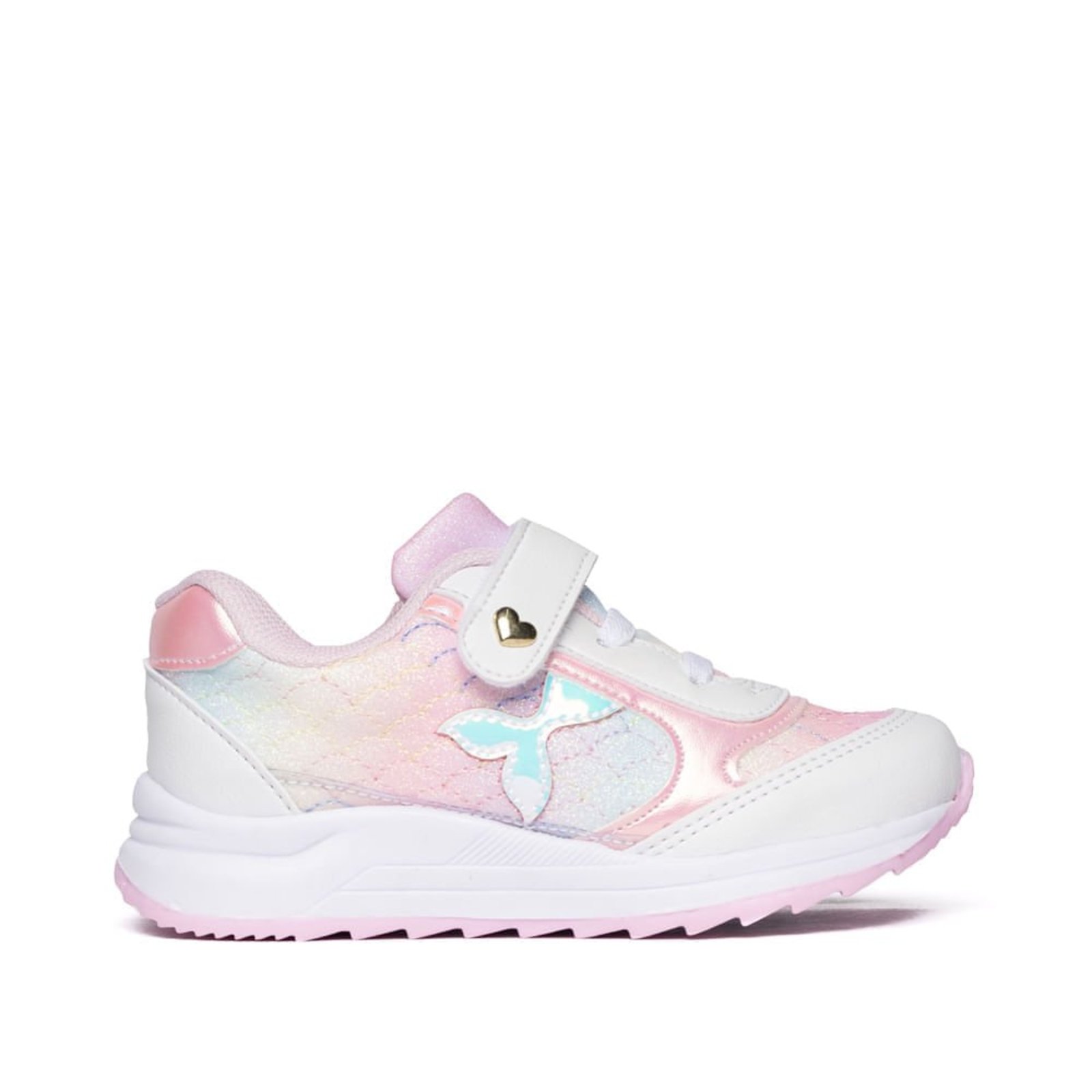 Vista 3 Infantil - Tênis Club Happy Reflexivo Glitter Branco rosa Club Happy rosa