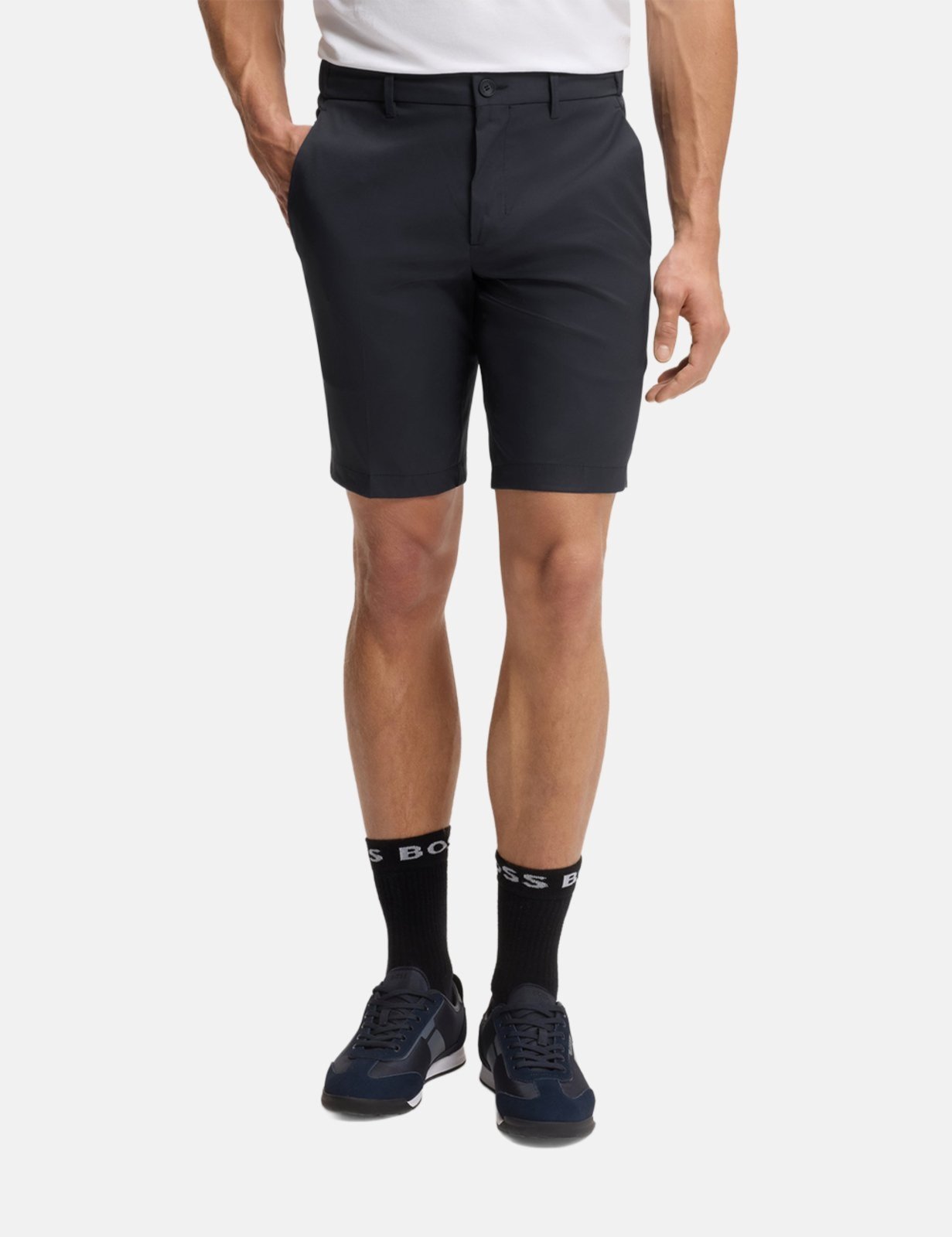Vista 2 Bermuda Hugo Boss Masculina Regular Fit S_Phoenix Pro azul marinho Hugo Boss azul marinho