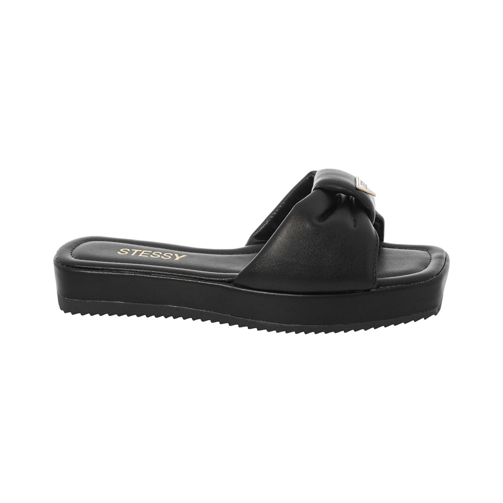 Sandália Tamanco Stessy Feminino Flatform Confortável Chinelo Juta Preto