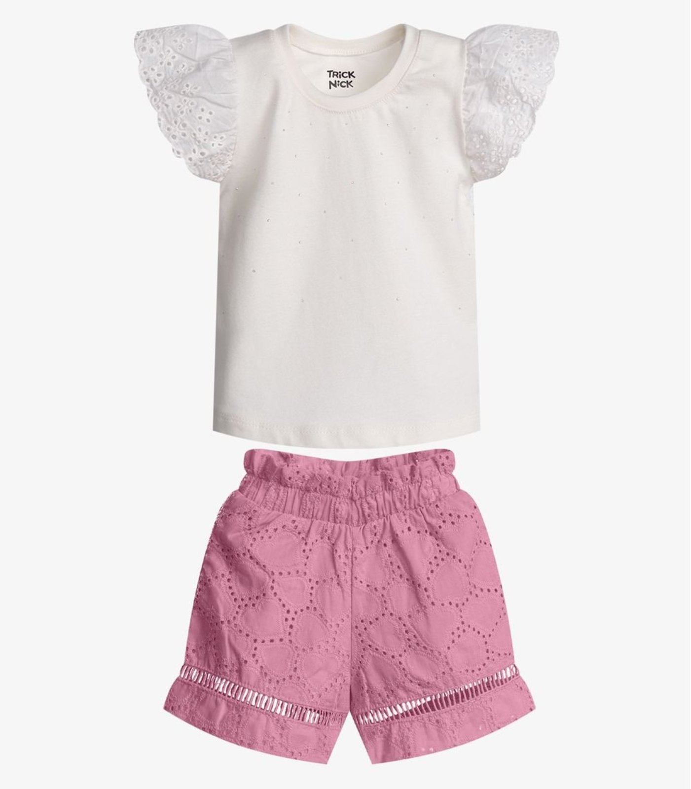 Infantil - Conjunto Menina Blusa Com Shorts Trick Nick Bege