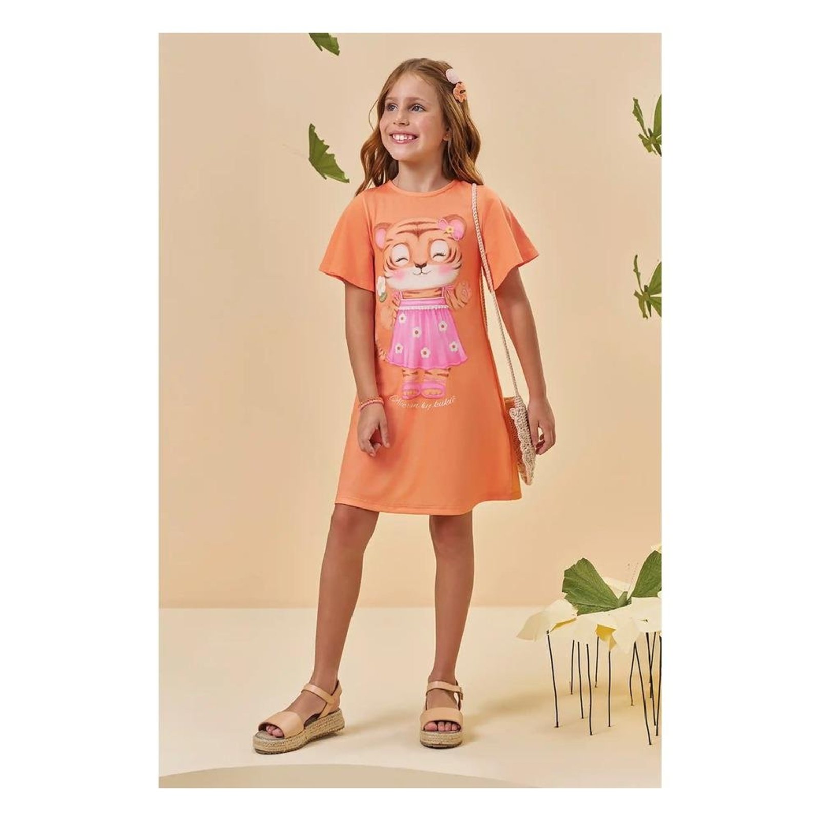 Infantil - Vestido Menina Laranja Kukiê 10 Laranja