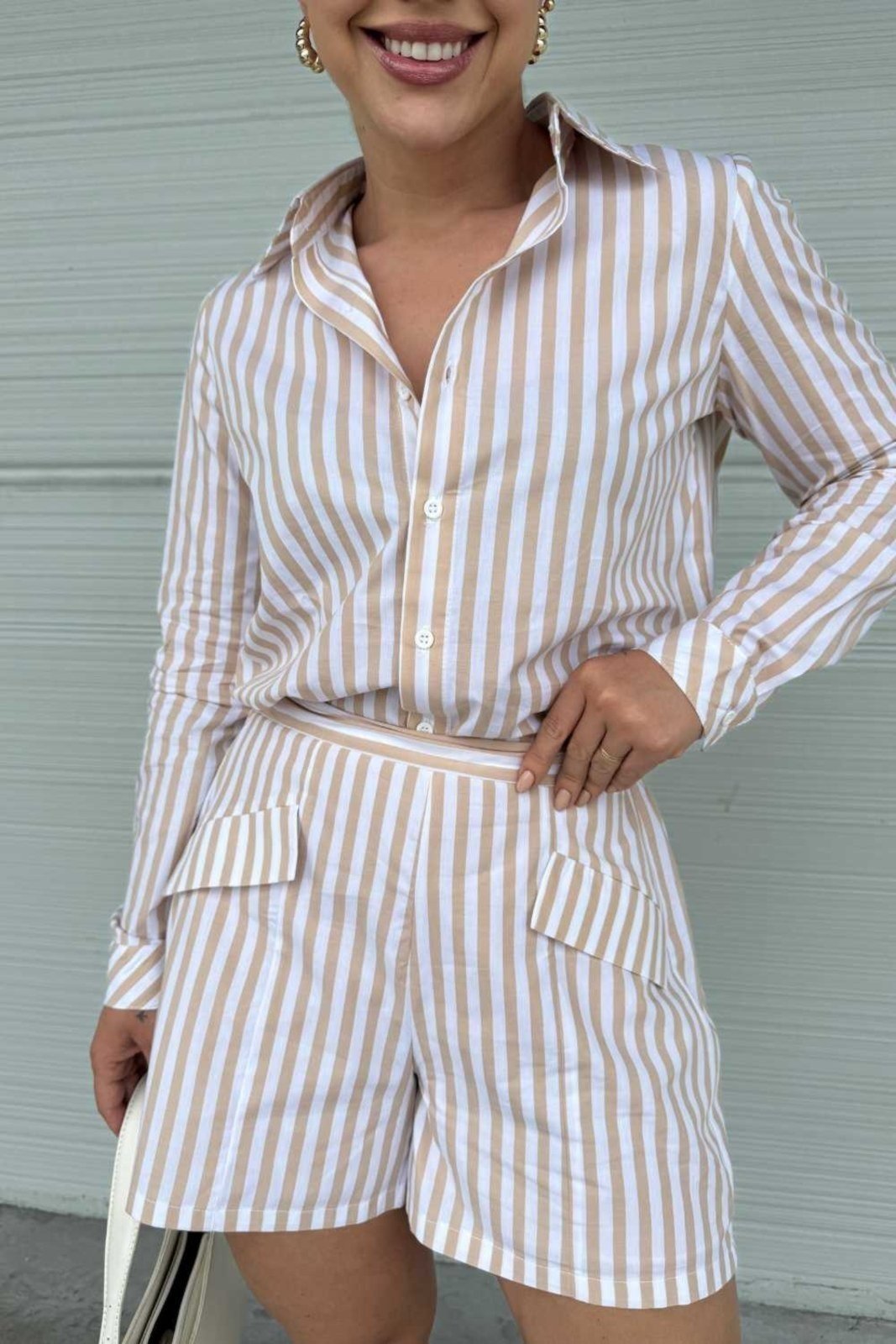 Short Vanibele Listrado Nude