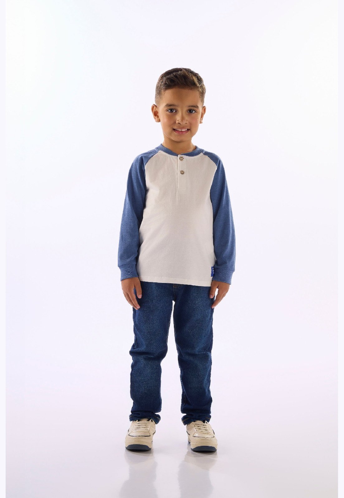 Infantil - Camiseta Raglan Peitilho Up Baby Branco