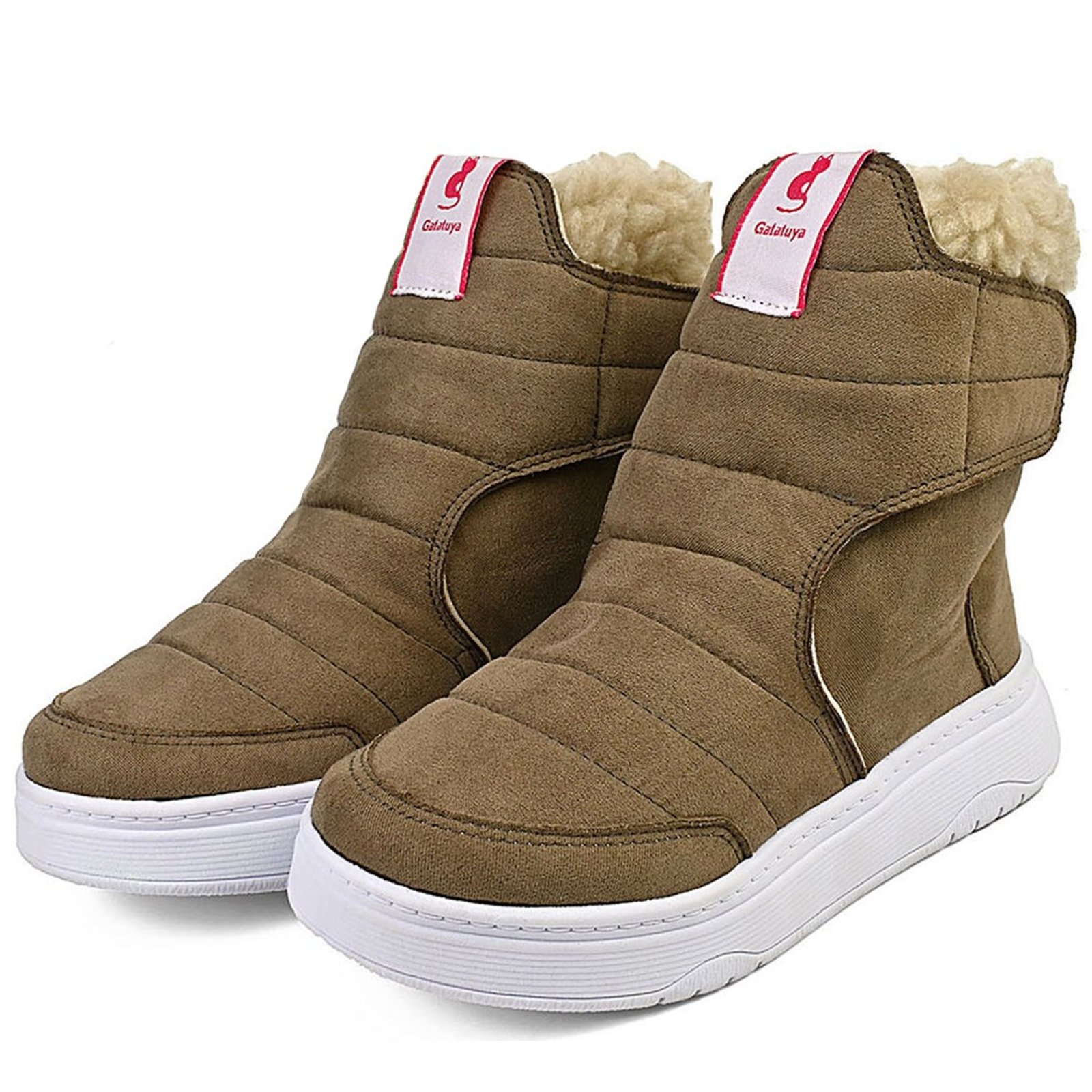 Infantil - Bota Menina Cano Alto Inverno Macia Conforto Moda Calce Fácil Marrom/Bege