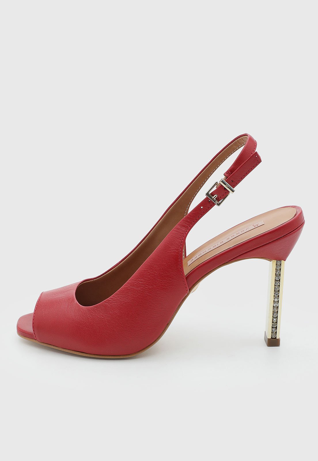 Scarpin Feminino Jorge Bischoff Salto Bloco Couro Vermelho