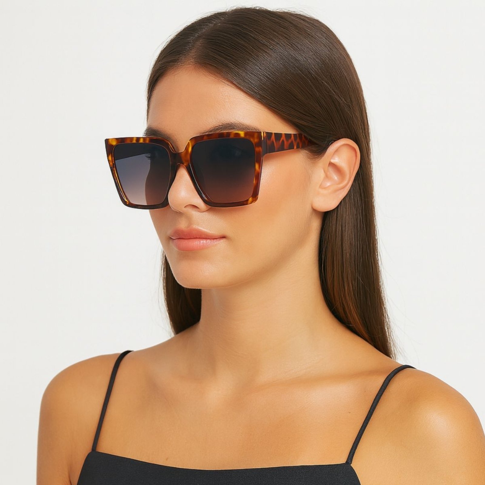 Óculos de Sol Feminino Quadrado Tartaruga Premium Marrom