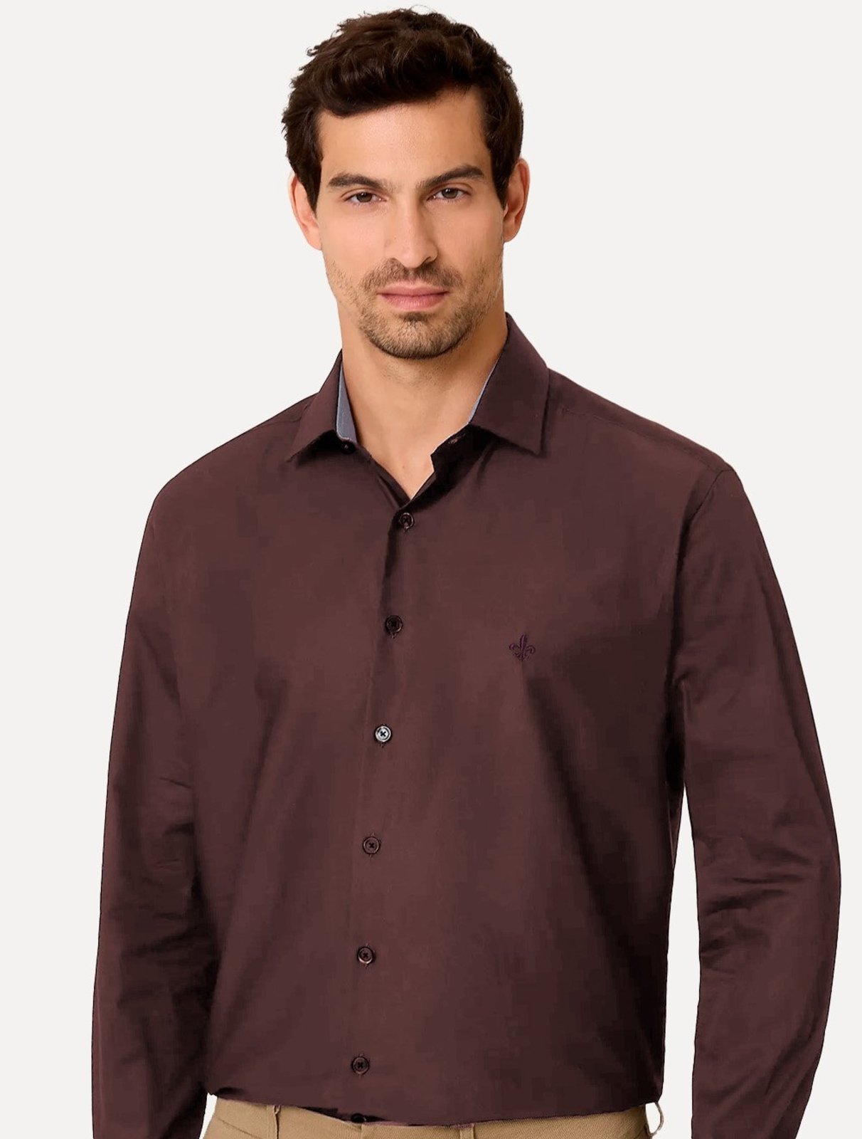 Camisa Dudalina Masculina Slim Fit Superfine Cotton Light Lisa Bordô