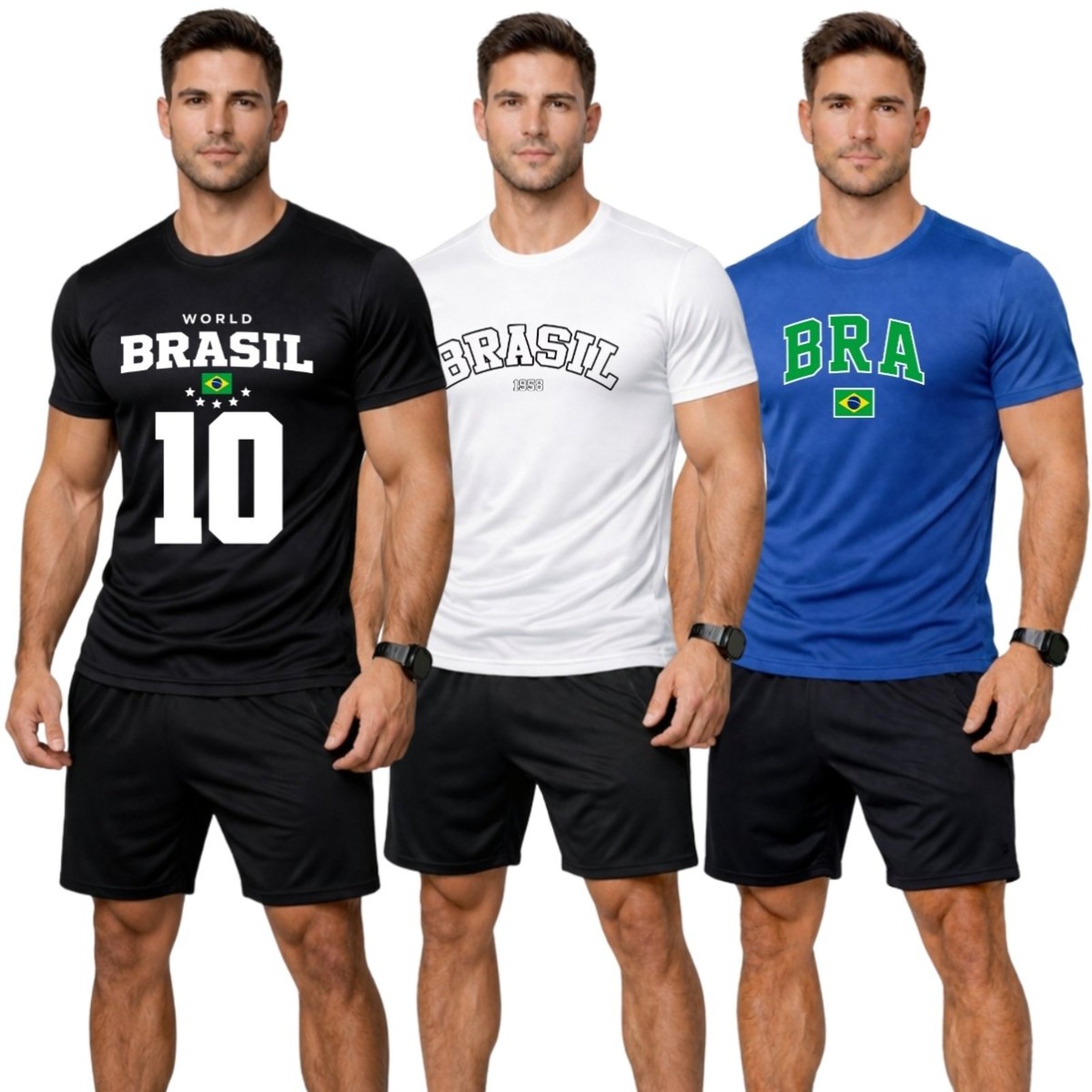 Kit 3 Camiseta Masculina Esportiva Dry Fit Camisa Gola Redonda Copa
