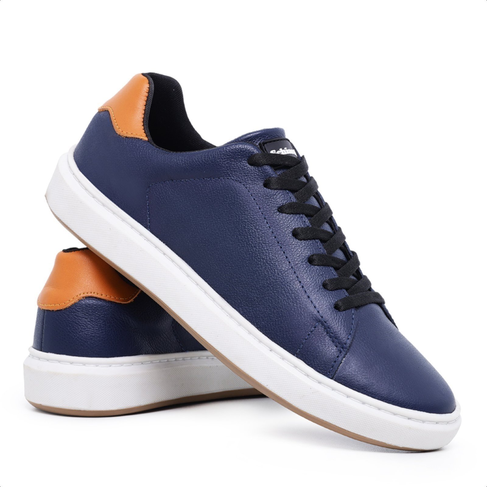 Saqpatênis Casual Masculino de Couro Para Usar Com Bermuda Calça Terno Sch 300 Azul Marinho