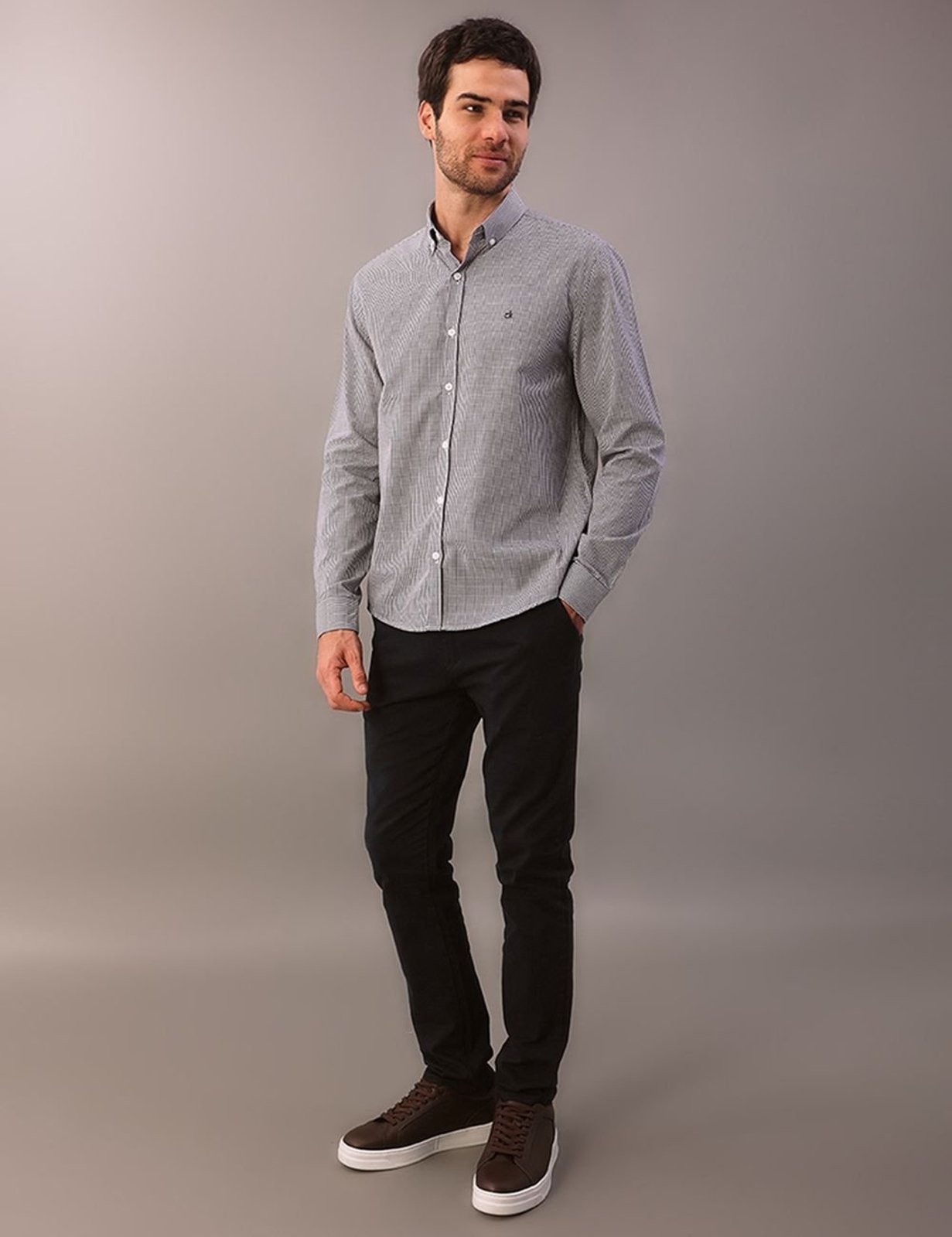 Camisa Manga Longa Masculino Regular Vichy Bd - Marinho Calvin Klein Jeans