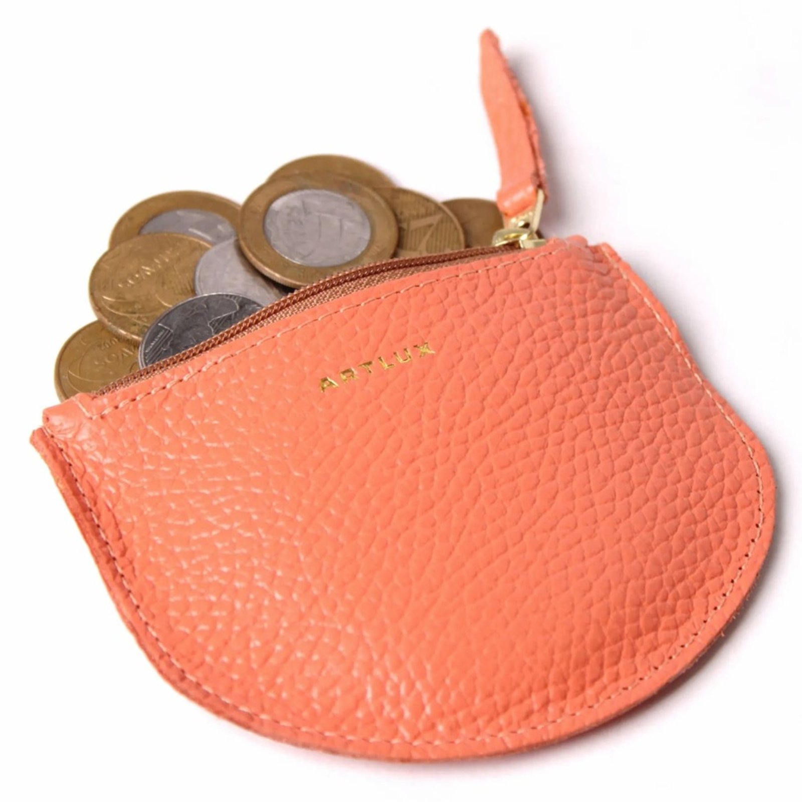 Vista 3 Porta Moedas em Couro Artlux Cenoura 3065 Artlux laranja