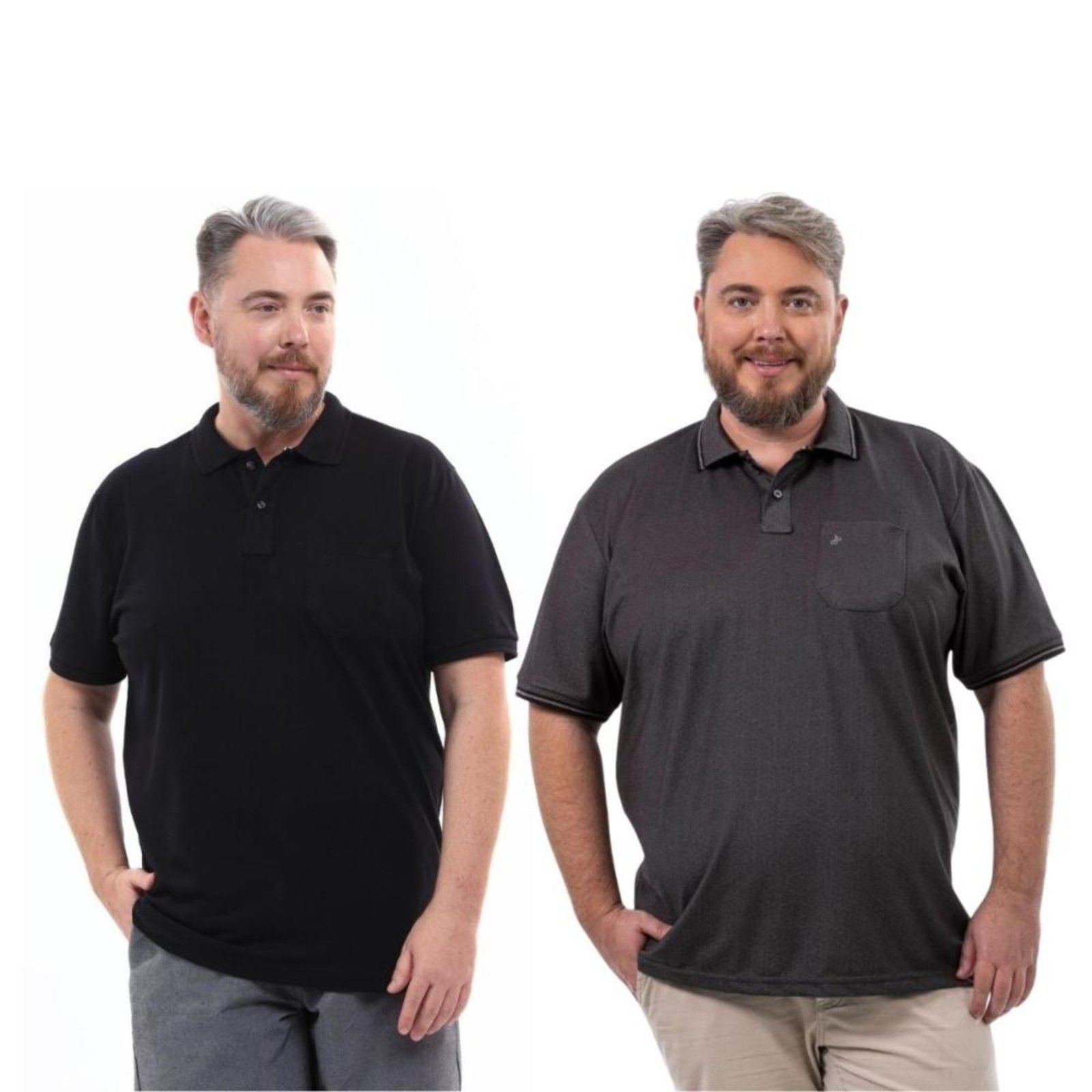 Kit 2 Camisa Polo Masculina Plus Size Pique com Bolso Casual