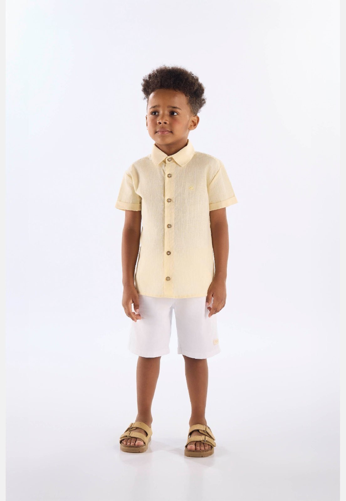 Infantil - Camisa em Algodão Voil para Menino Up Baby Amarelo