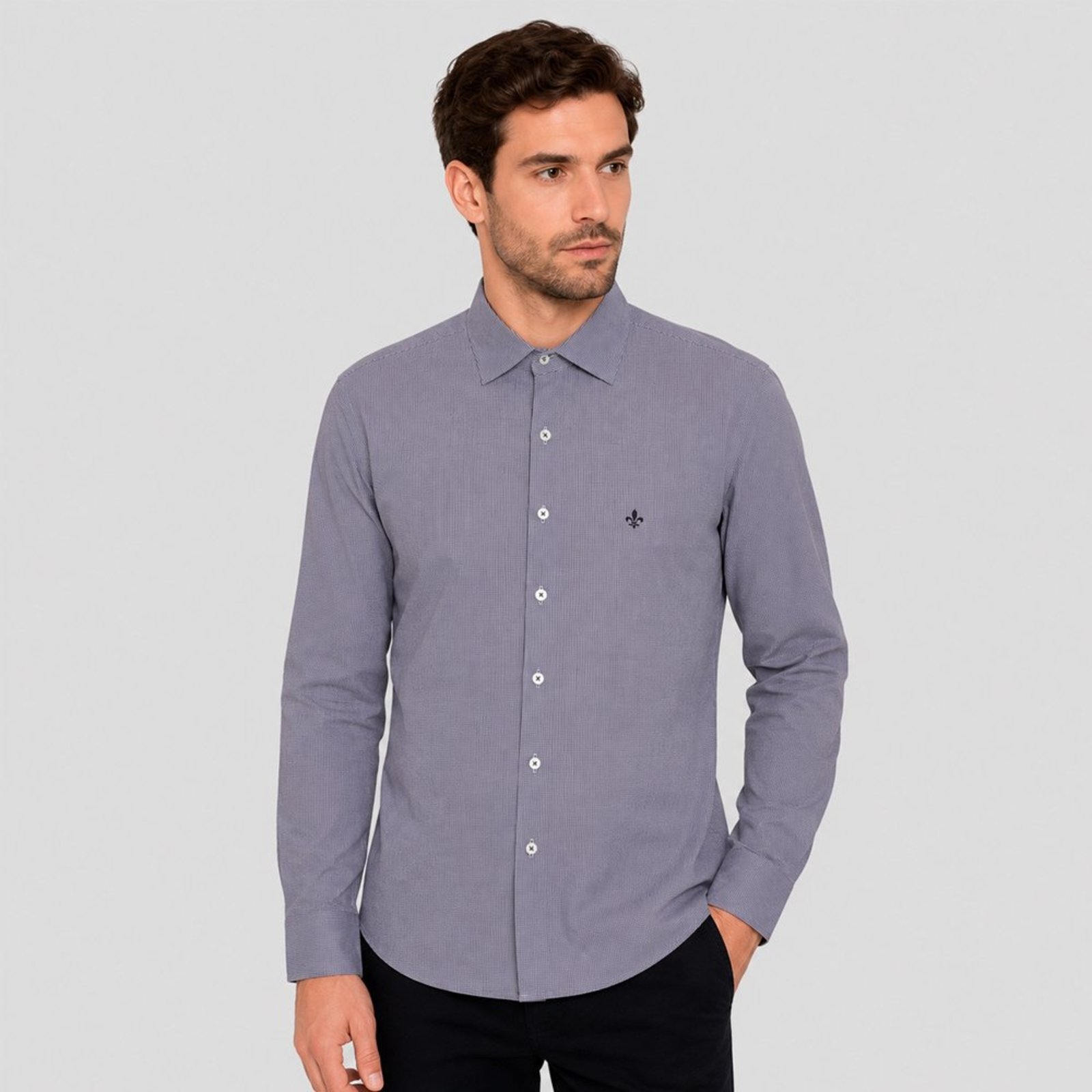 Camisa Dudalina Slim Tricoline Vic Pr27 Roxo Masculino