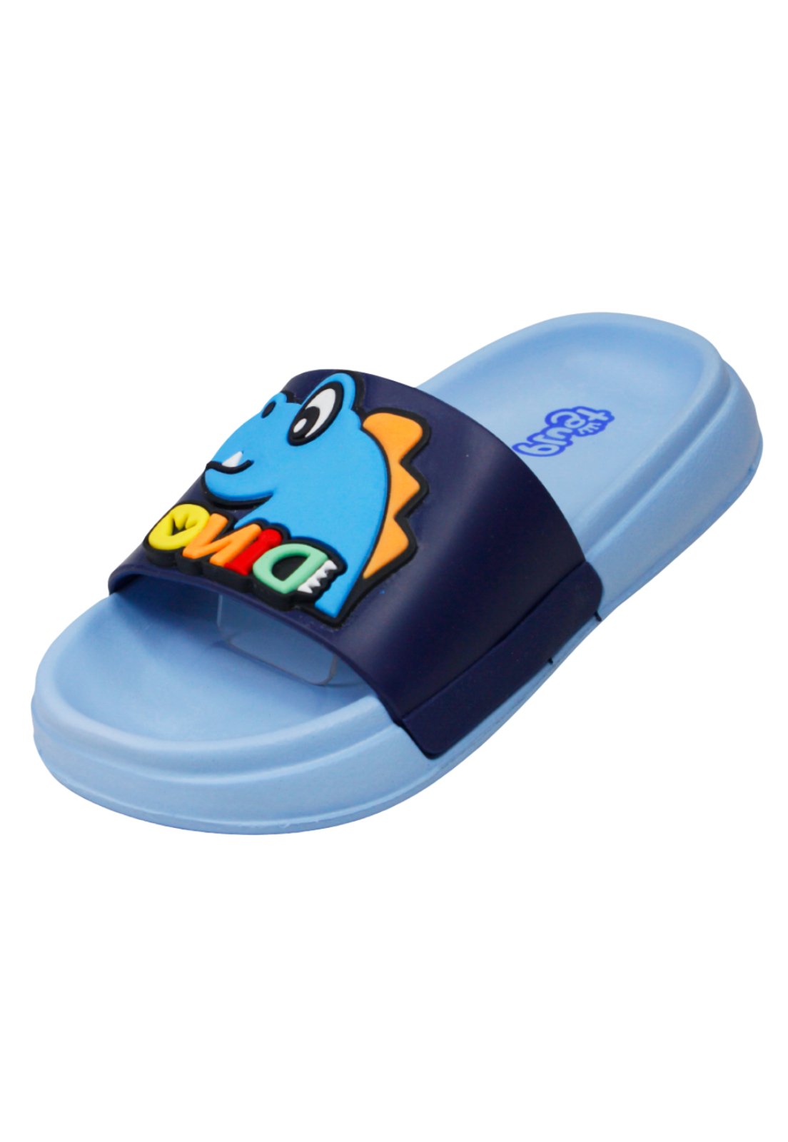 Infantil - Chinelo Slide Plugt Menino Floquinho Dinossauro Azul Marinho