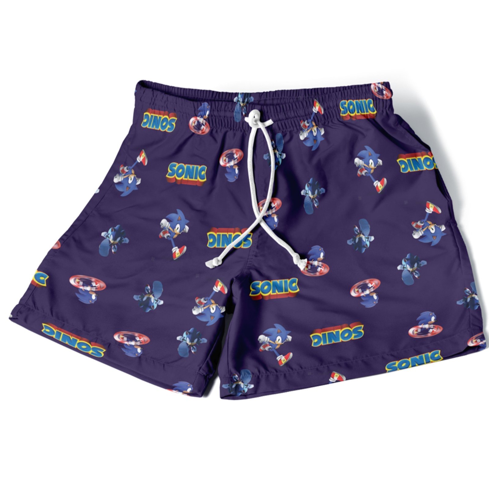 Infantil – Short Menino Conforto Estampado Verão Moda Personagens Ouriço Corredor Azul