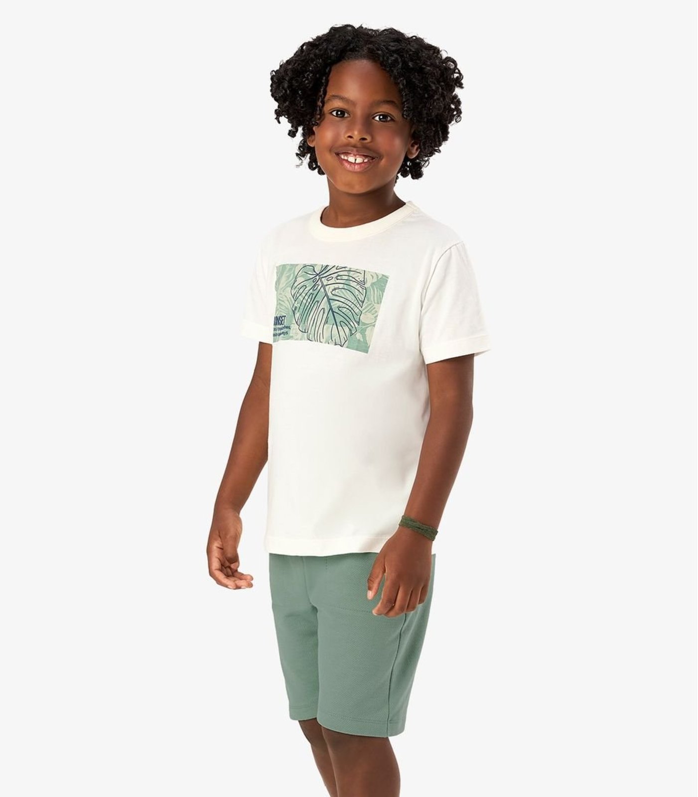 Infantil - Conjunto Camiseta Com Bermuda Rovi Bege