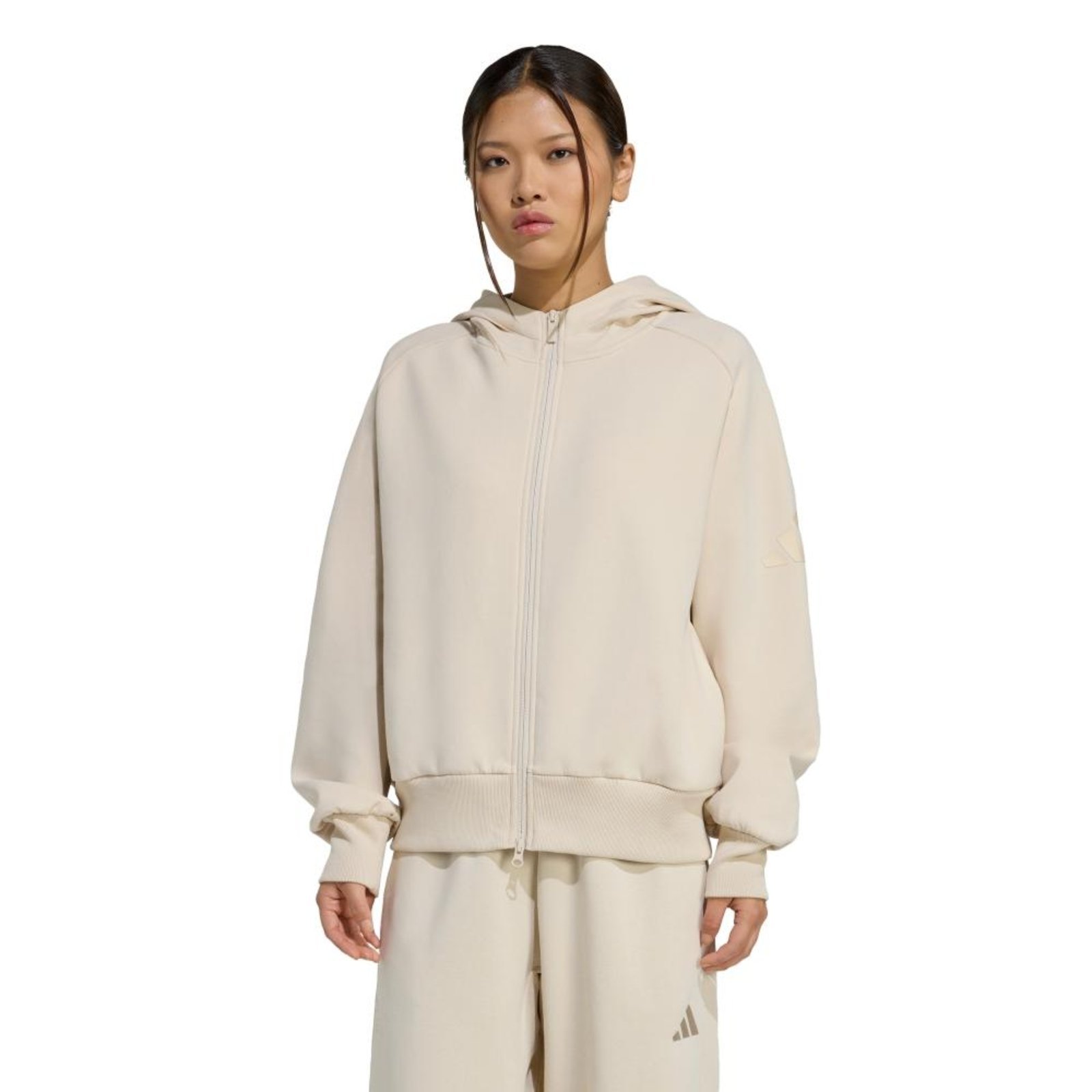 BLUSA CAPUZ SOFT LUX FECHO ZÍPER adidas Sportswear Bege