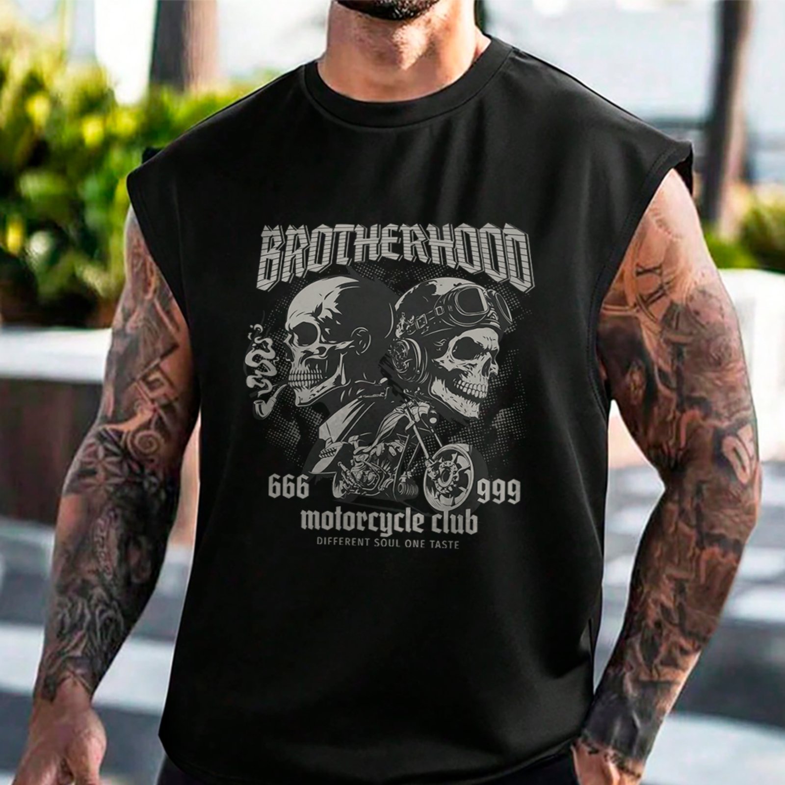 Camiseta Regata Machão Brotherhood Estilo Moto Club Preto