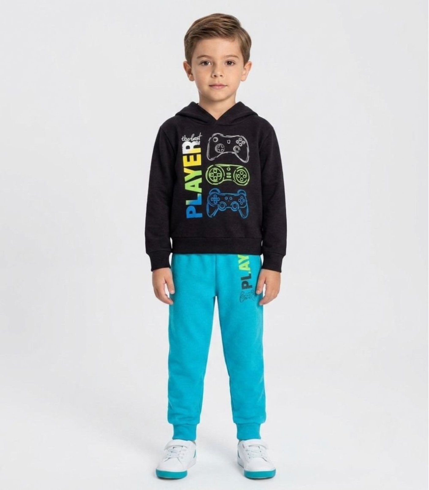 Infantil - Conjunto Moletom Menino Blusão E Calça Kappes Preto