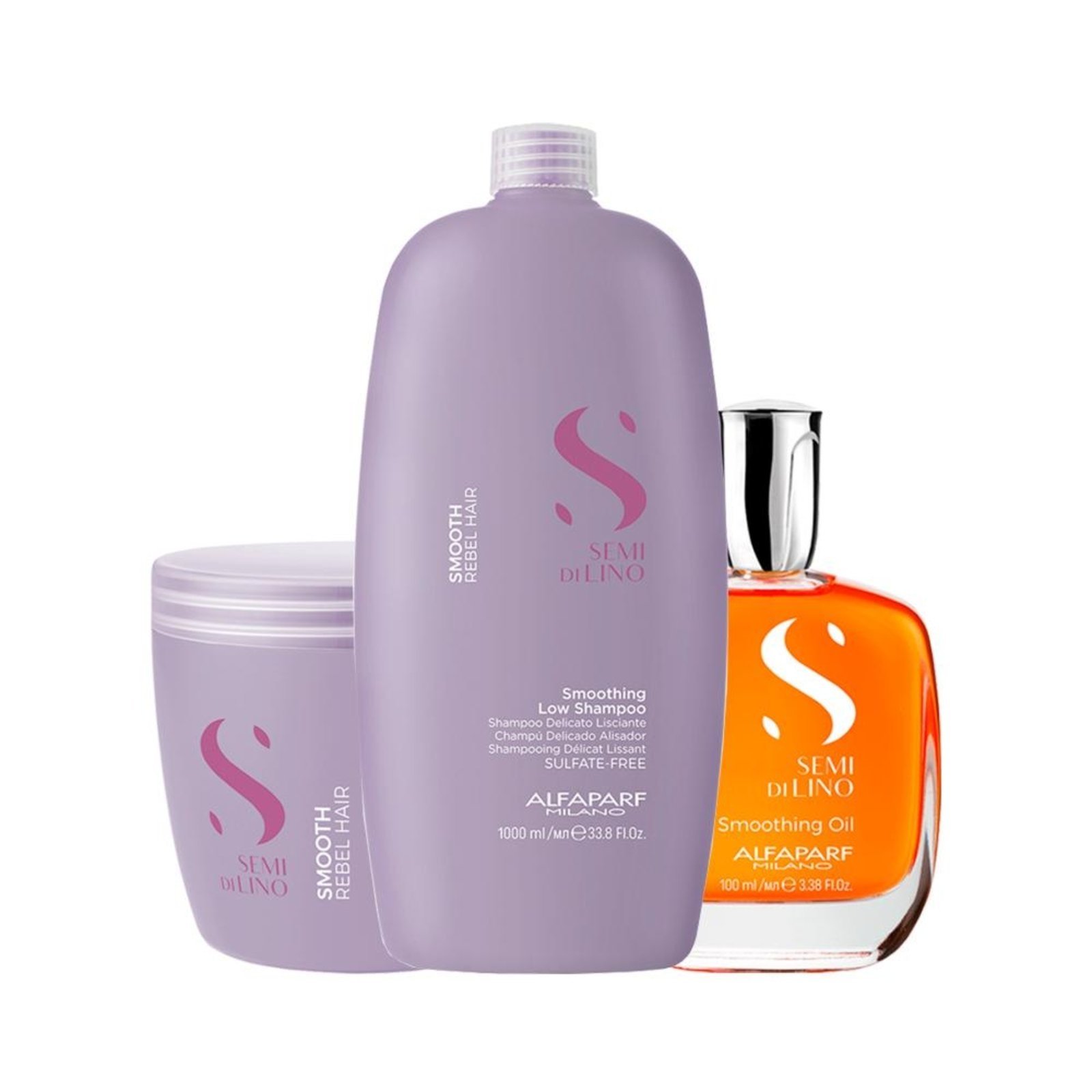 Alfaparf Semi Di Lino Smooth Shampoo, Máscara e Óleo