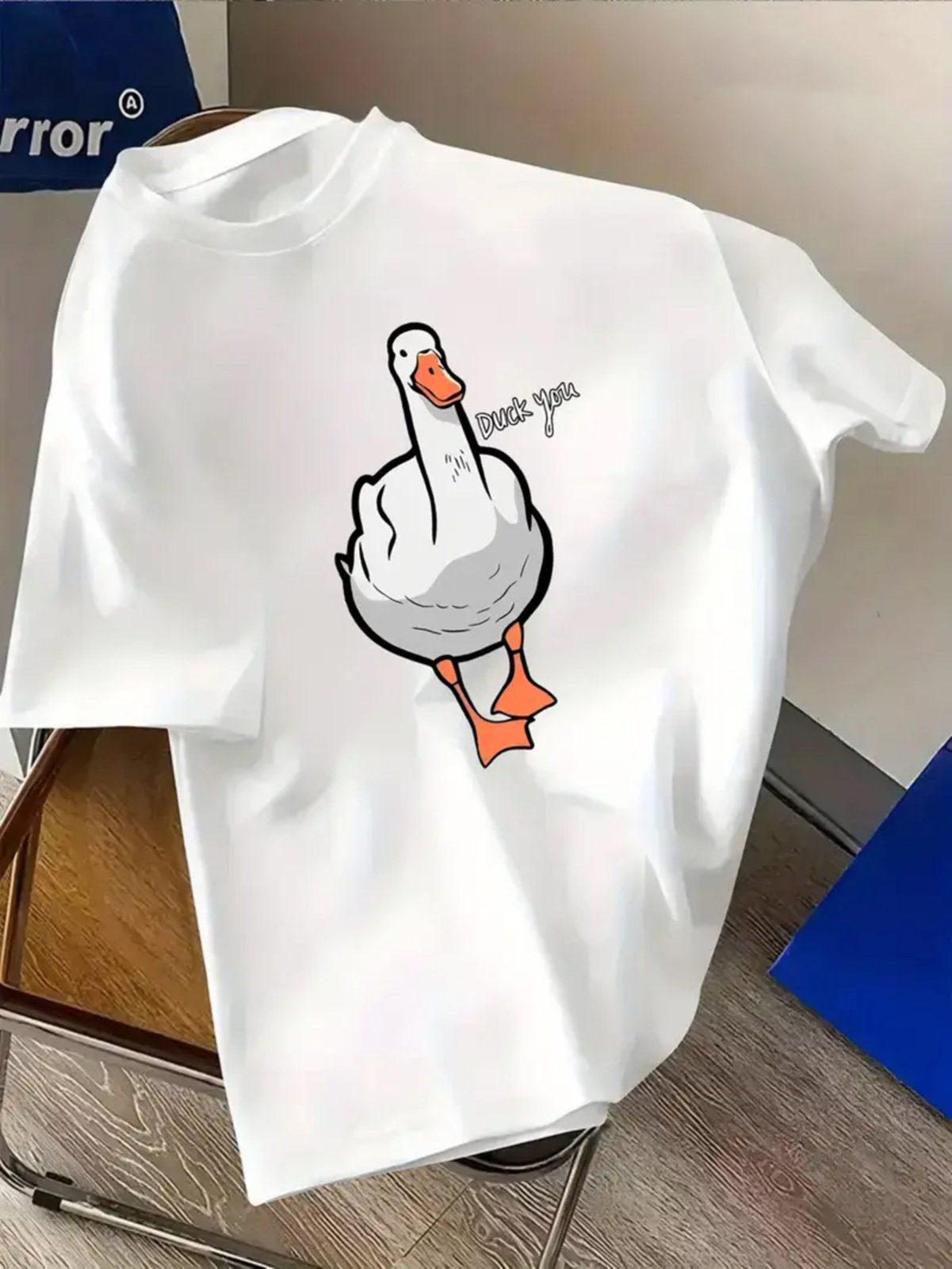 Camiseta Estampada Oversized Duck You Safira Moda Algodão Branca