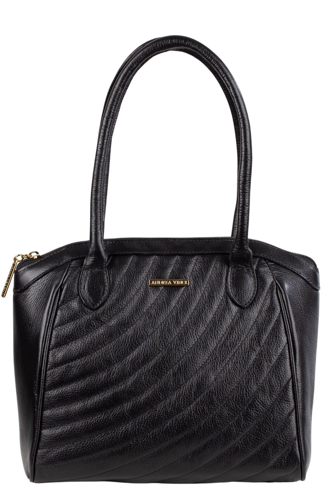 Bolsa de couro matelassê Rebeca - Preta