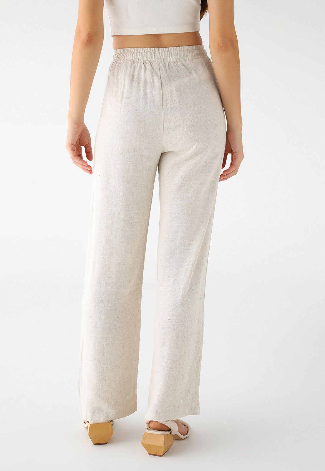 Vista 3 Calça Pantalona Levosch De Linho 77VS LEVOSCH bege 77VS LEVOSCH bege