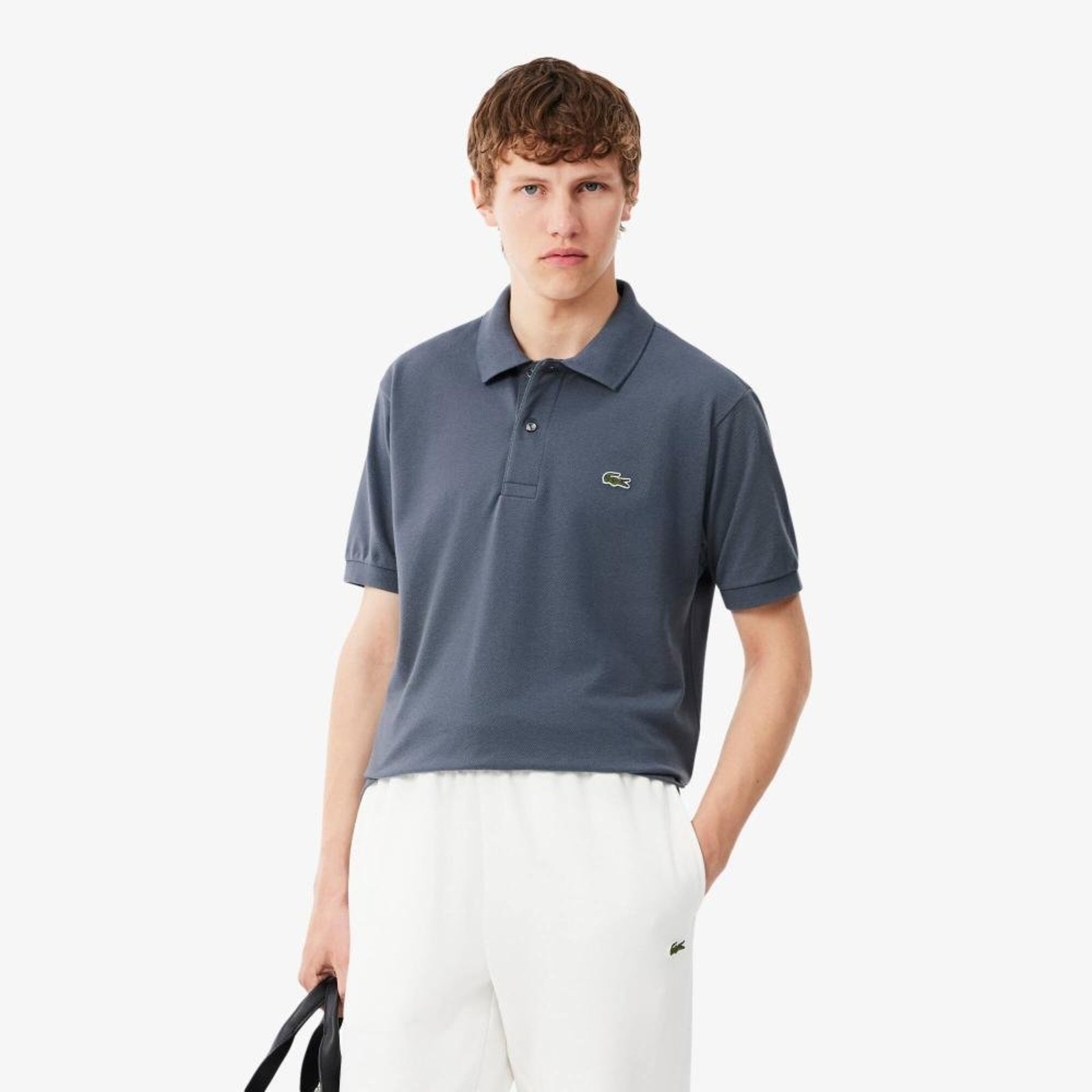 Camisa Polo Lacoste Original L.12.12 de Corte Clássico Cinza