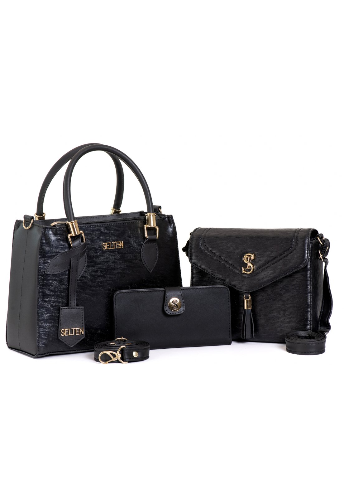 Bolsa Feminina Transversal Tote + Bolsa Lateral Tiracolo Com Carteira Selten