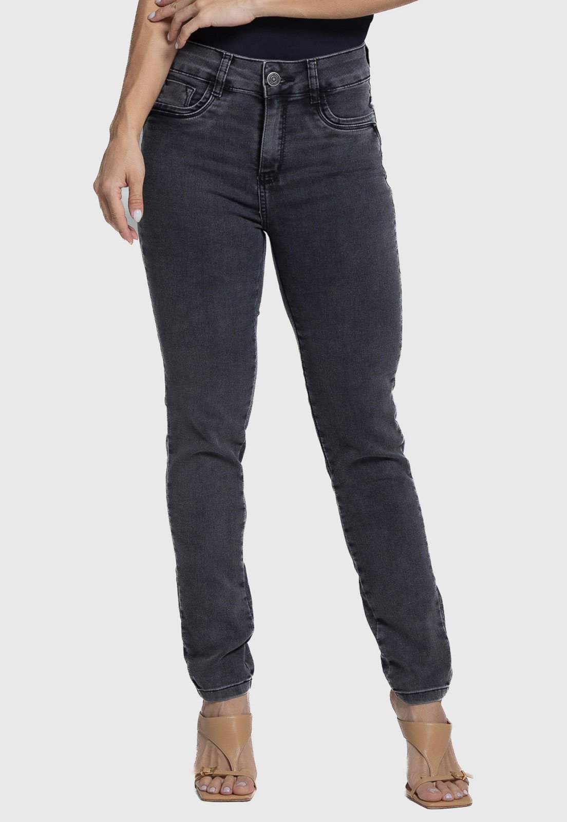 Calça Jeans Feminina Sawary Skinny Bumbum Preta