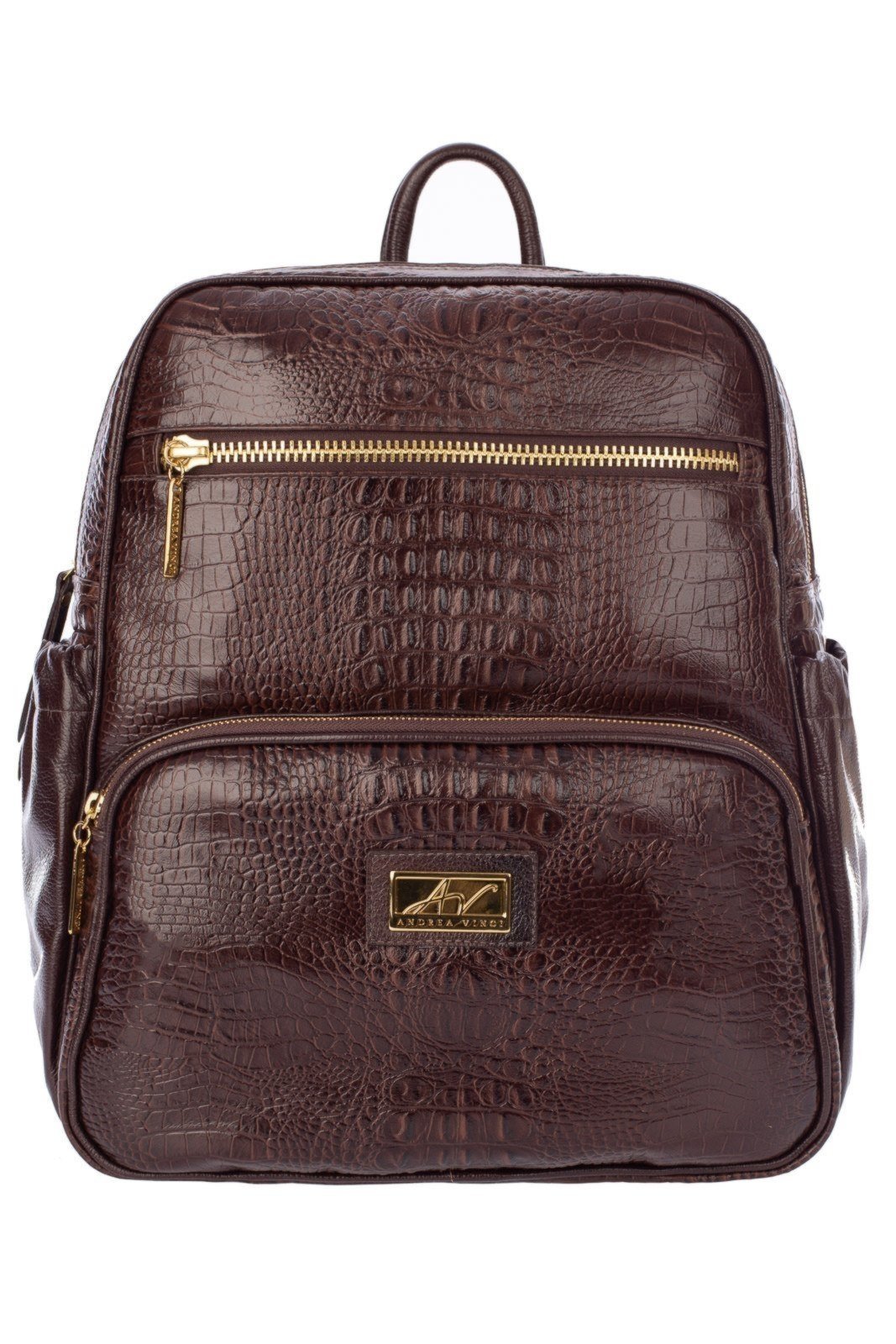Mochila grande de couro croco Zooey – Café