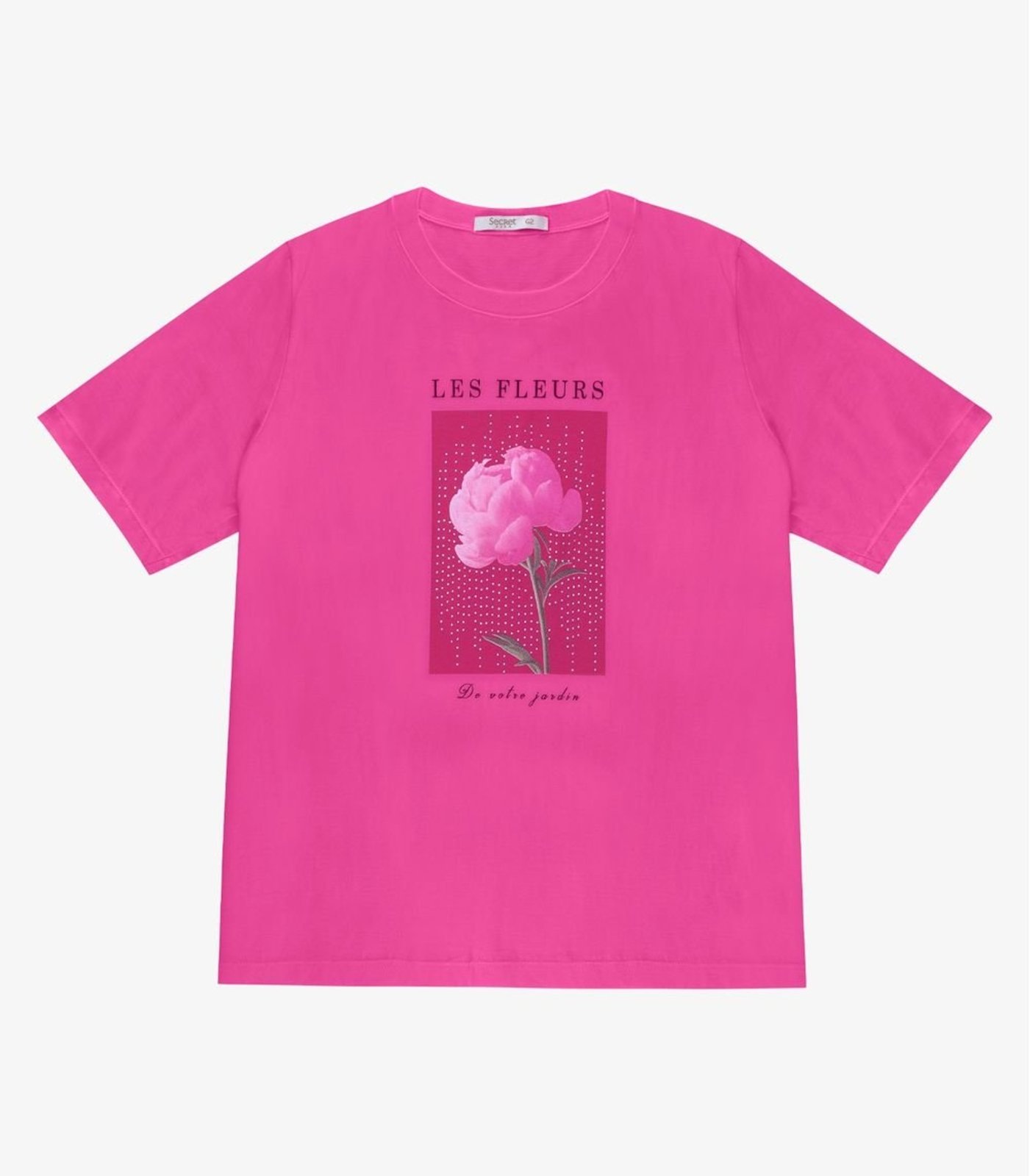 Blusa Manga Curta Feminina Plus Size Secret Glam Rosa