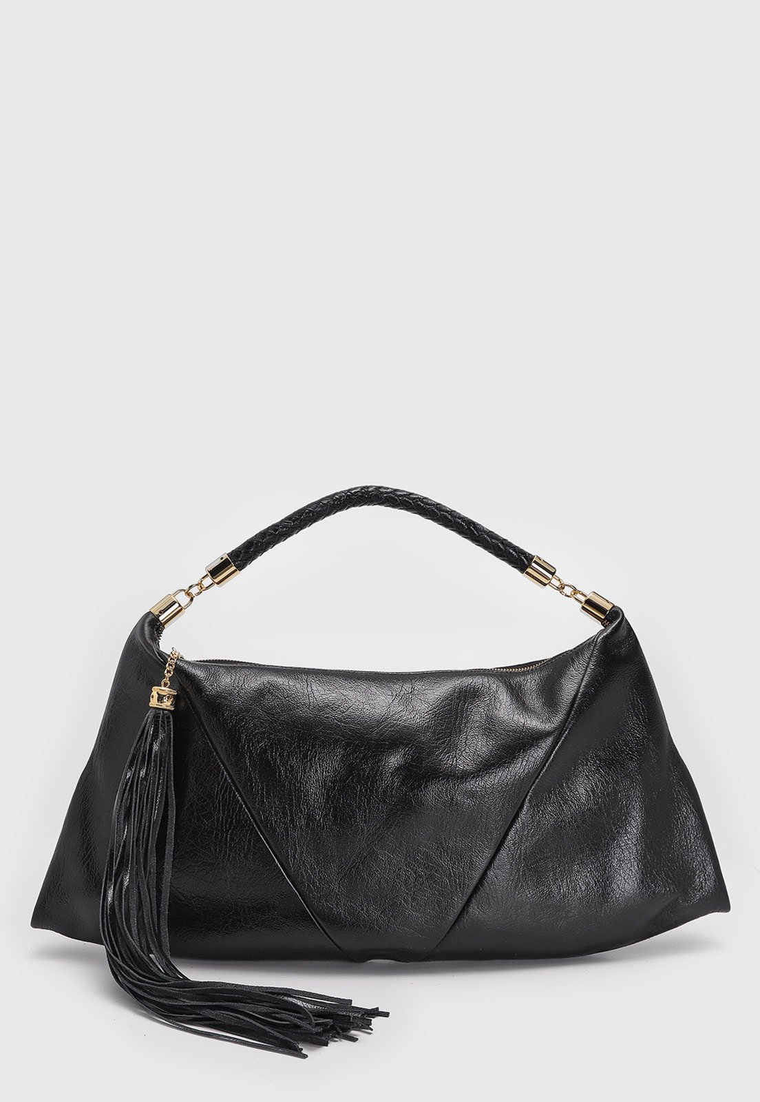 Vista 2 Bolsa Luiza Barcelos Alça de mão Tassel Preta preto preto