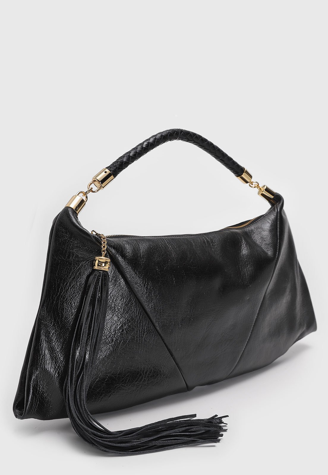 Vista 3 Bolsa Luiza Barcelos Alça de mão Tassel Preta preto preto