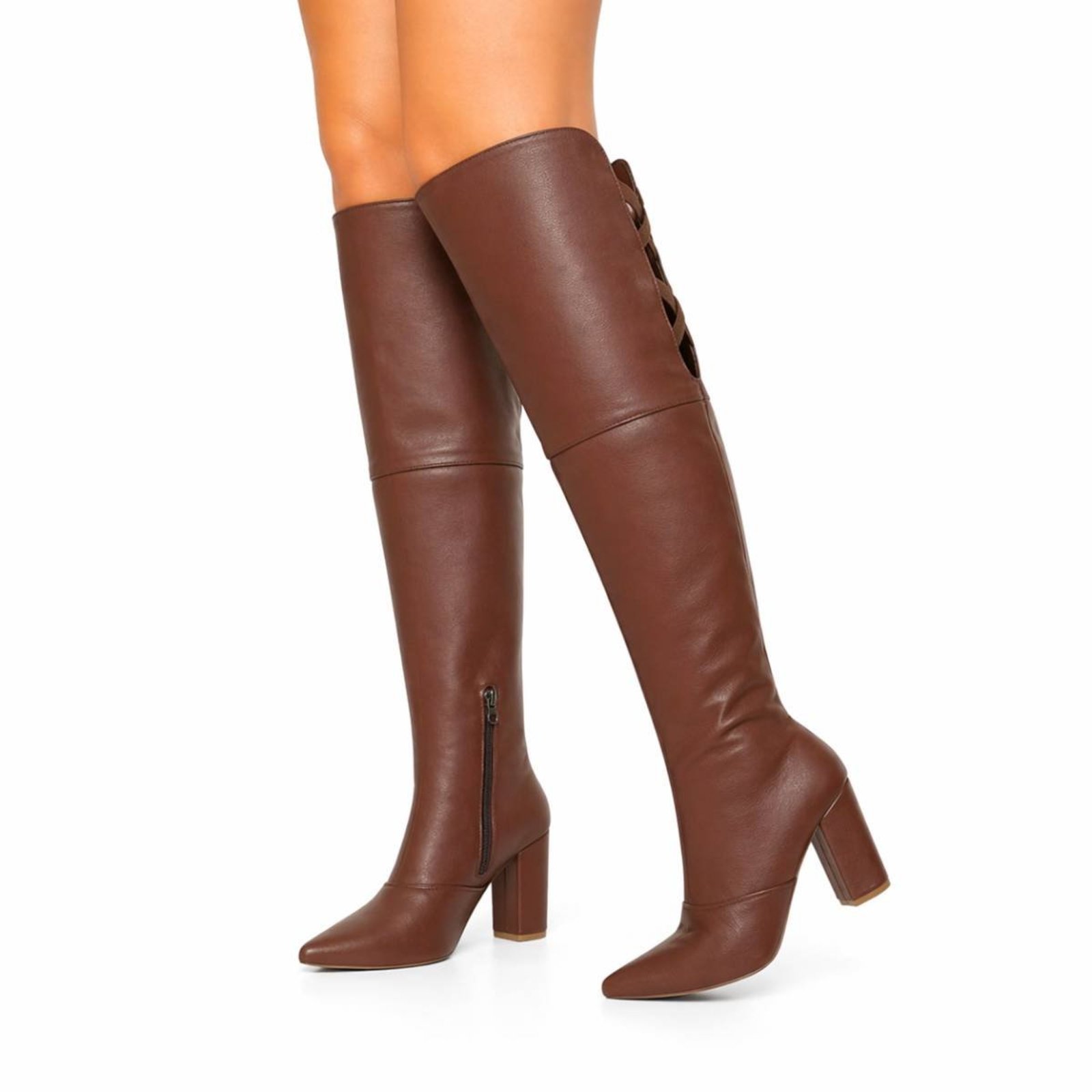 Bota Over Hannah Footwear Salto Alto 1822 Floter Cacau