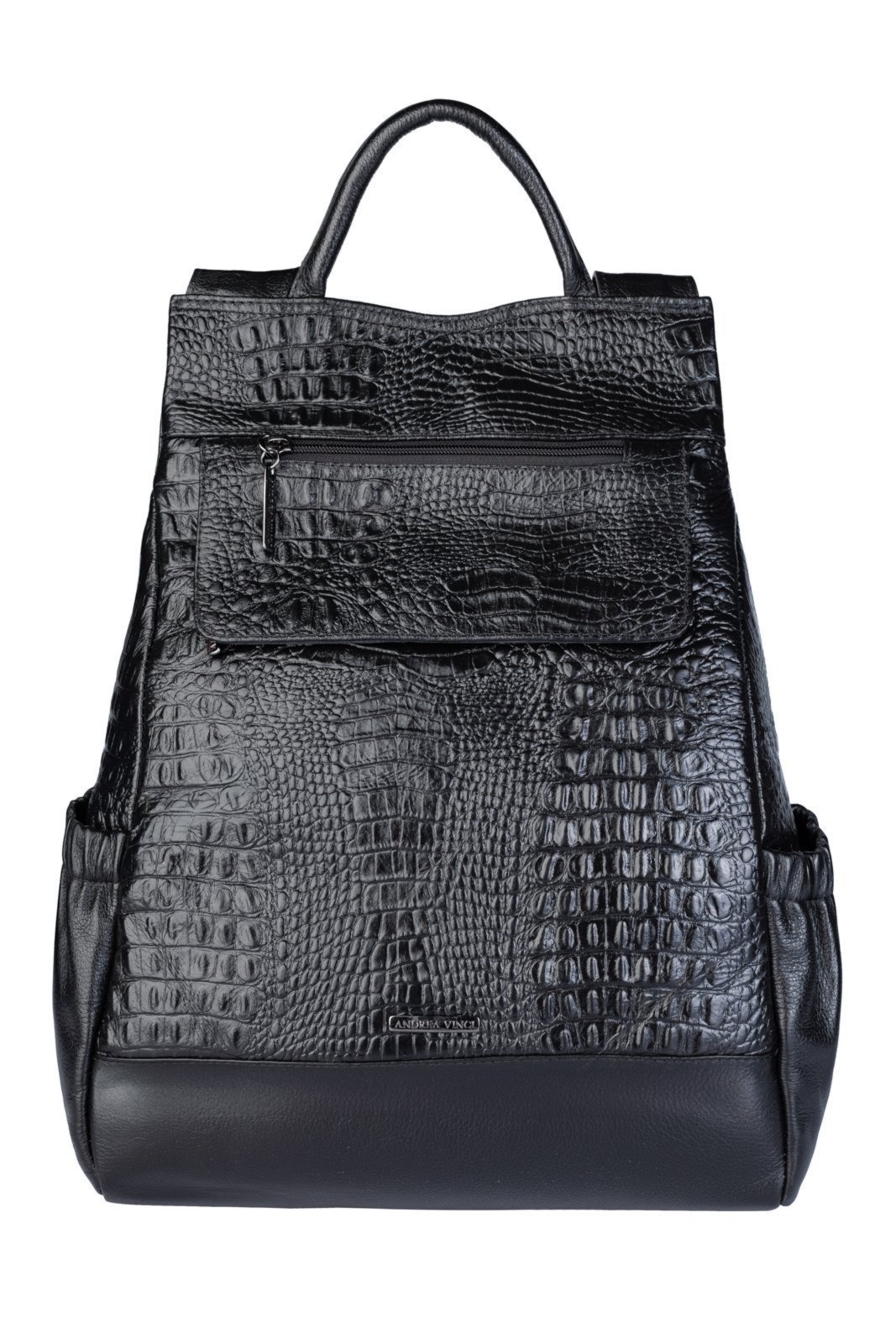 Mochila Andrea Vinci Antifurto De Couro Croco Grafite Suelen – Preto