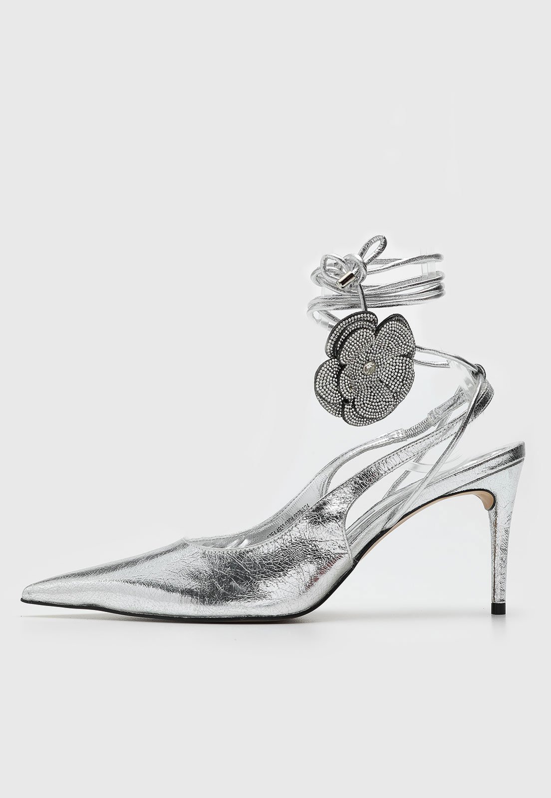 Scarpin Slingback Santa Lolla Flor Hotfix Prata