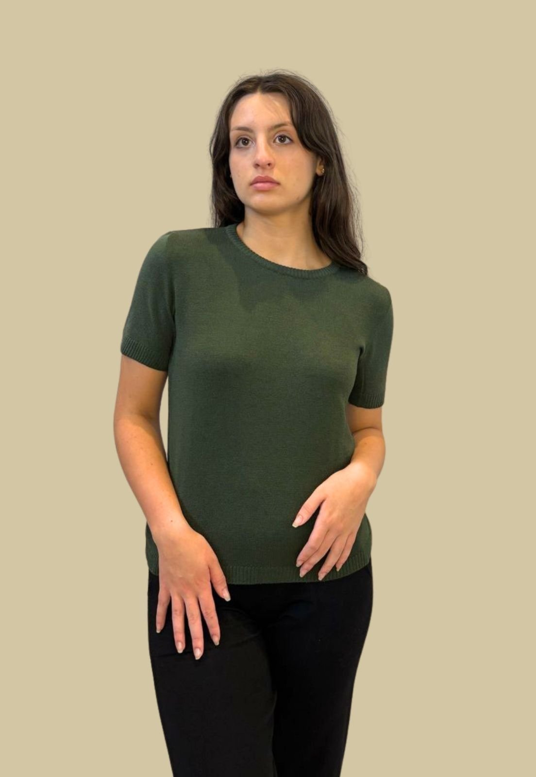 Blusa Básica Tomasini Tricot Manga Curta Verde