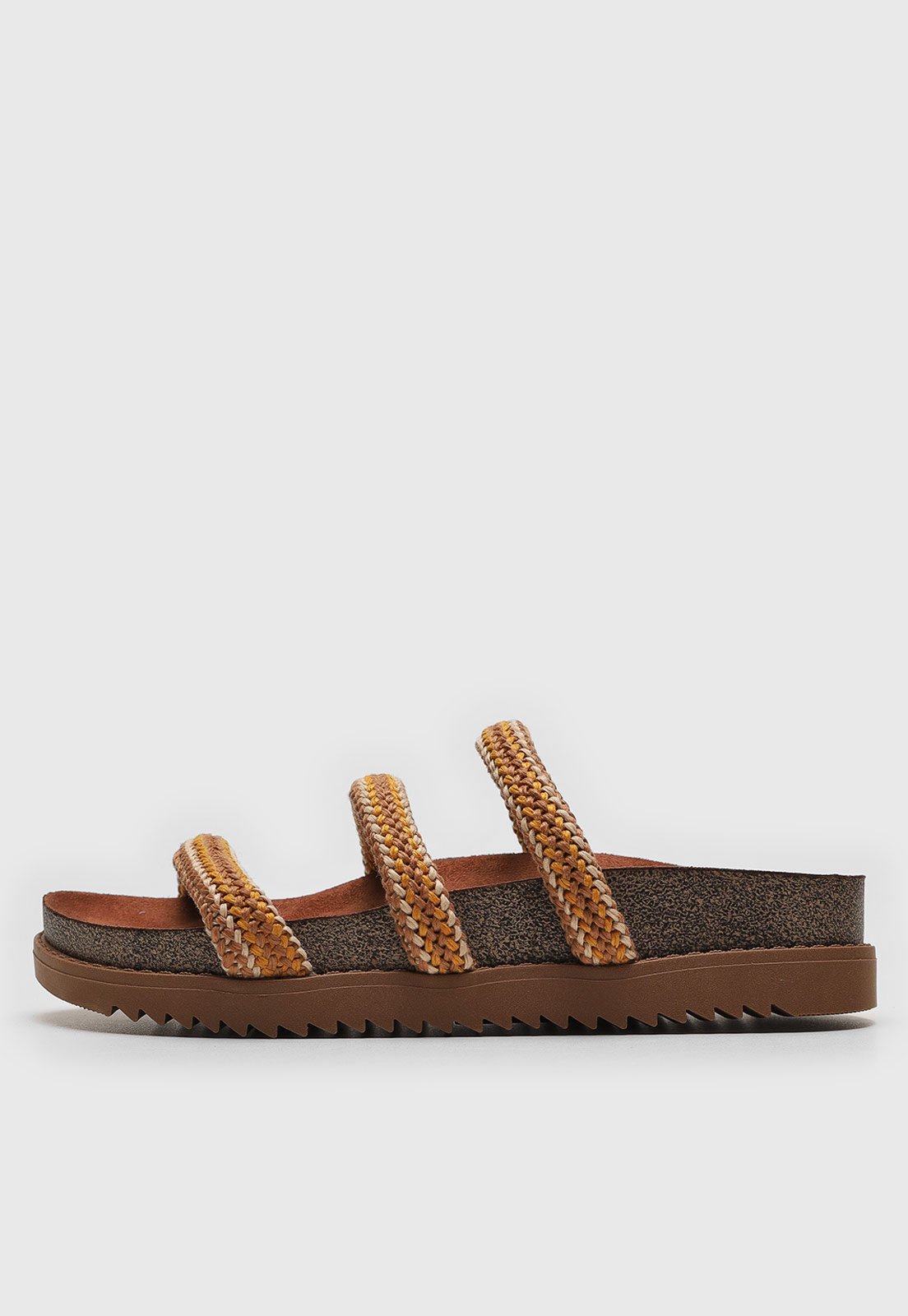 Rasteira Flat Moleca Tiras Tressê Caramelo