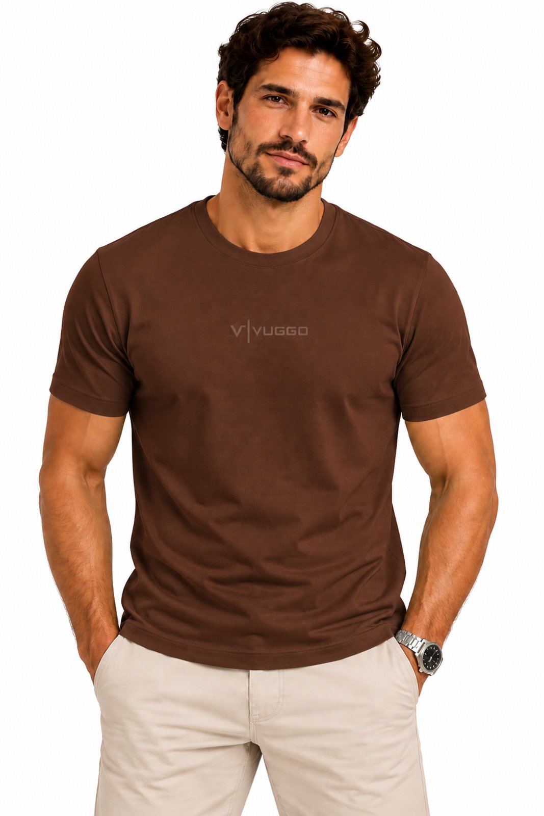 Camisa Masculina D Bell Outlet Fashion Basic Algodão Marrom