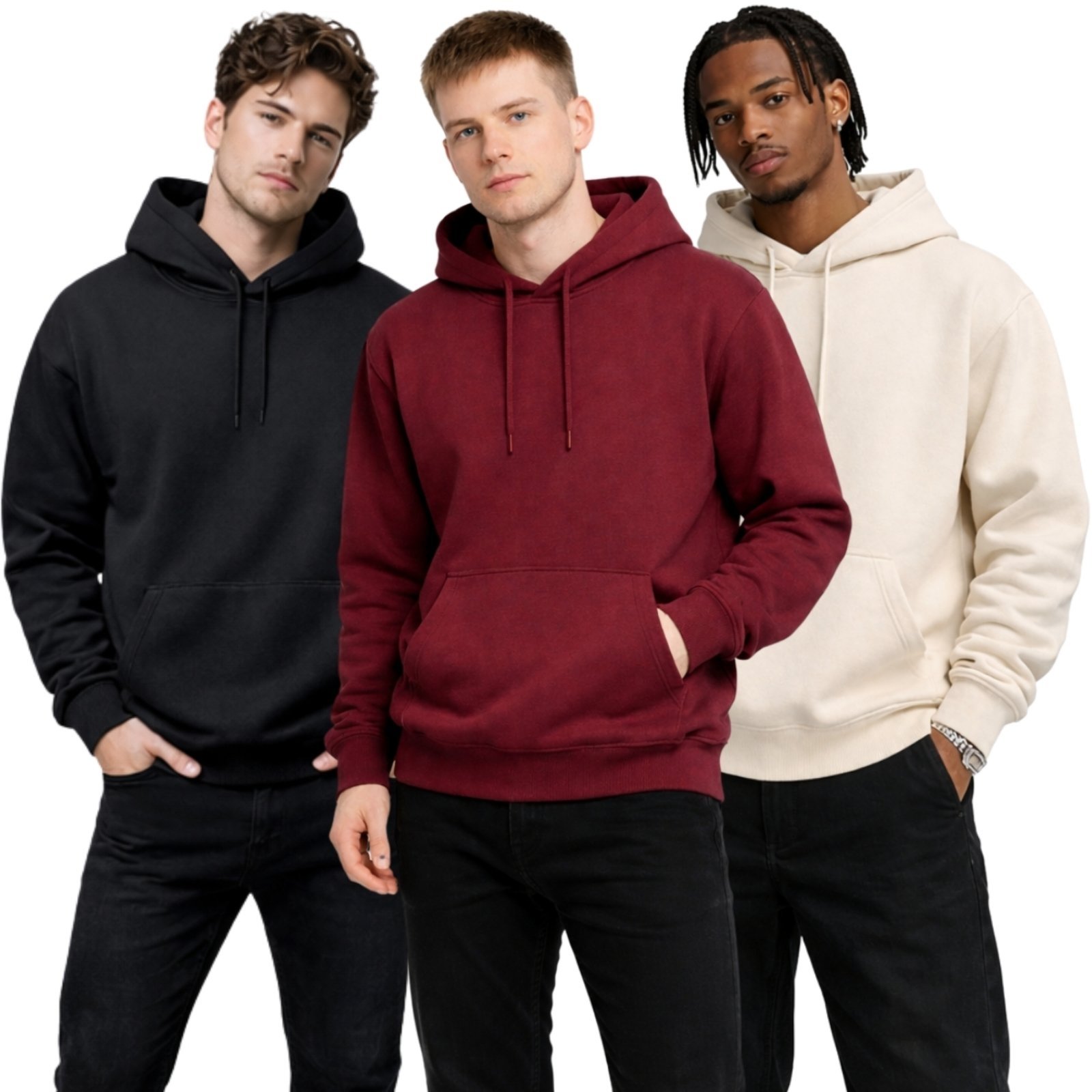Kit 3 Moletom Modelo Canguru Com Capuz Masculino Liso
