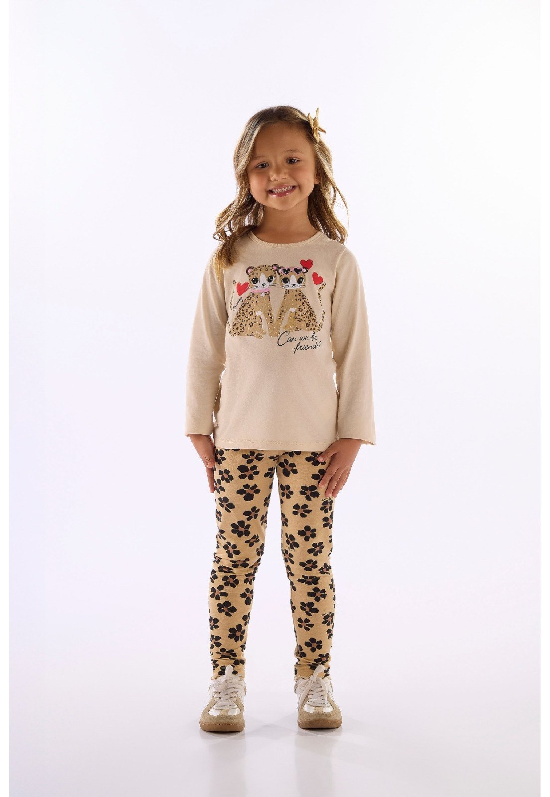 Infantil - Conjunto Blusa Legging Floral Quimby Branco