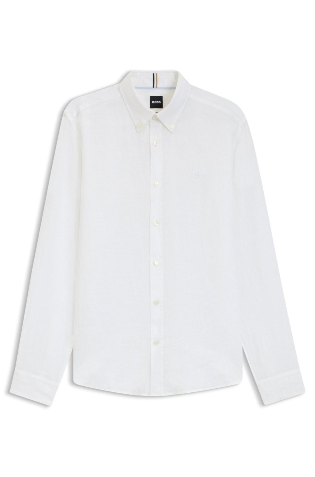 Vista 2 Camisa de ajuste slim em linho azul azul
