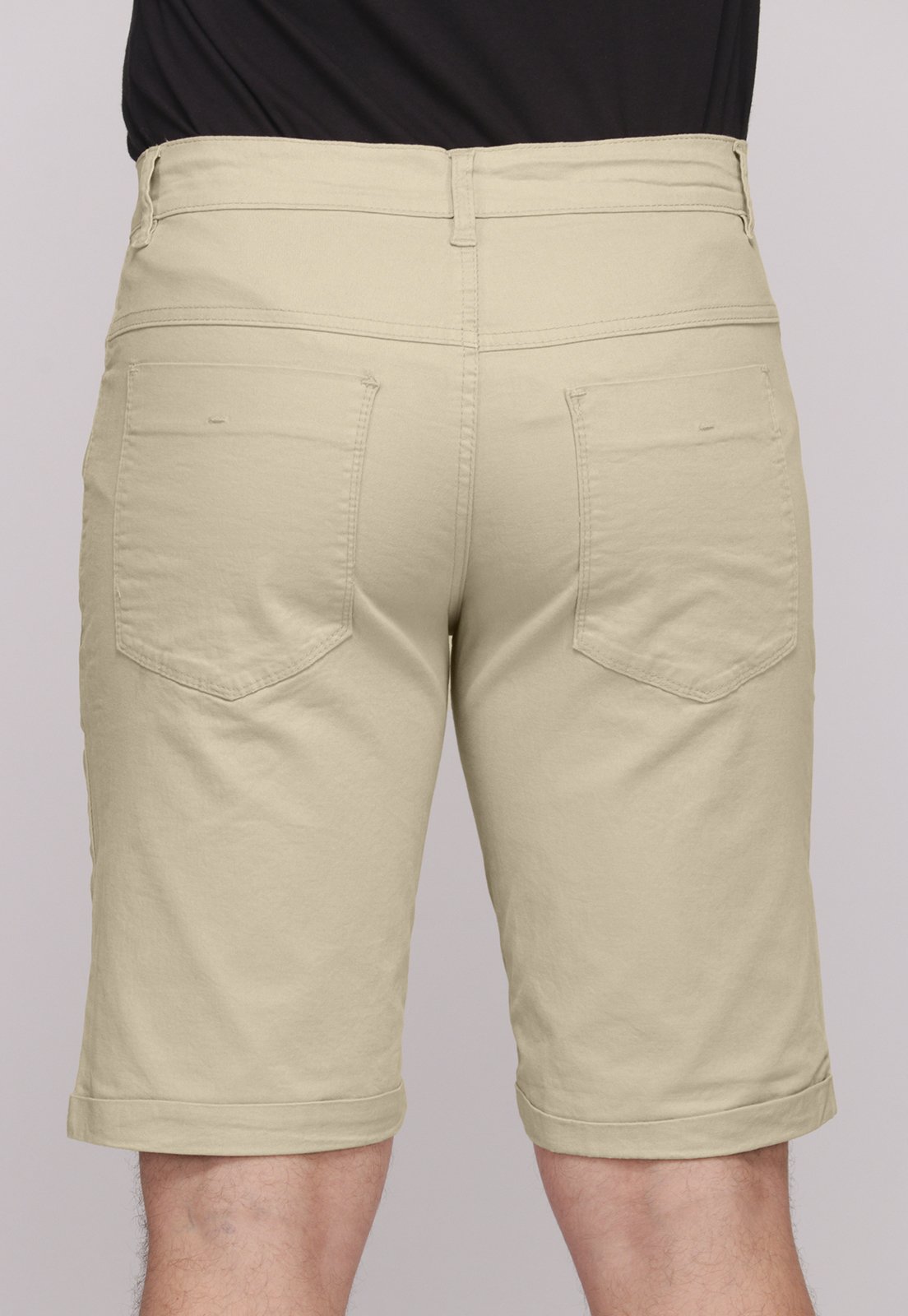 Vista 3 Bermuda Sarja Masculina Basica Elastano Conforto 7918 Macaw bege Macaw bege