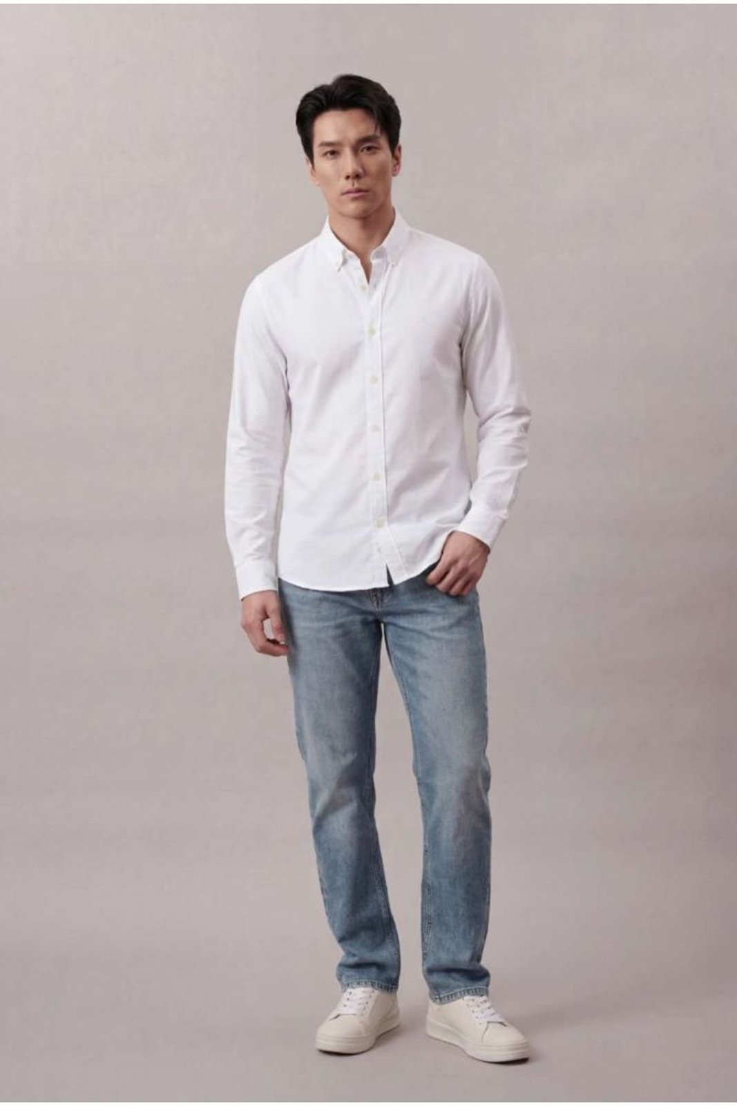 Camisa Manga Longa Calvin Klein Jeans Regular Oxford Leve - Branco Calvin Klein Jeans