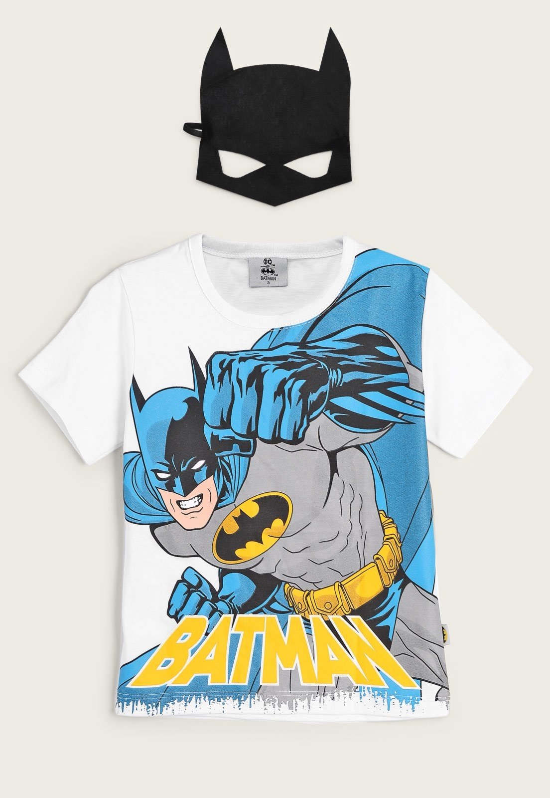 Camiseta Fakini Batman Com Máscara Branca