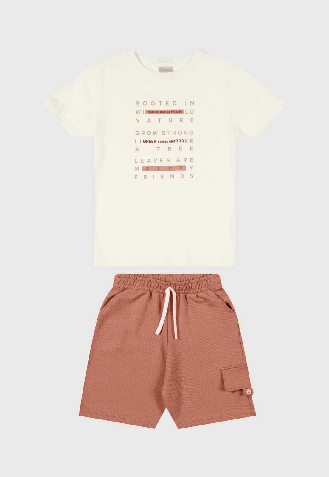 Infantil - Conjunto Curto Colorittá Estampa Mensagem Off-White