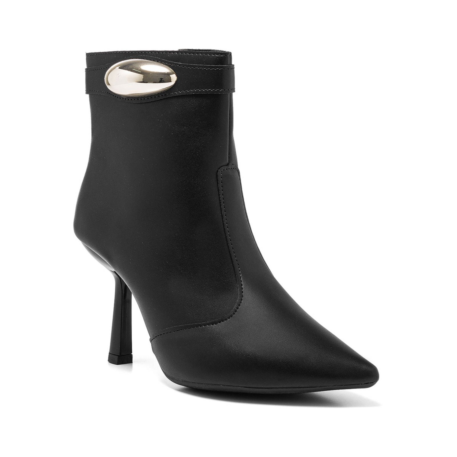 Bota Feminina Cano Curto Bico Fino Salto Alto Lesma Elegante Preta